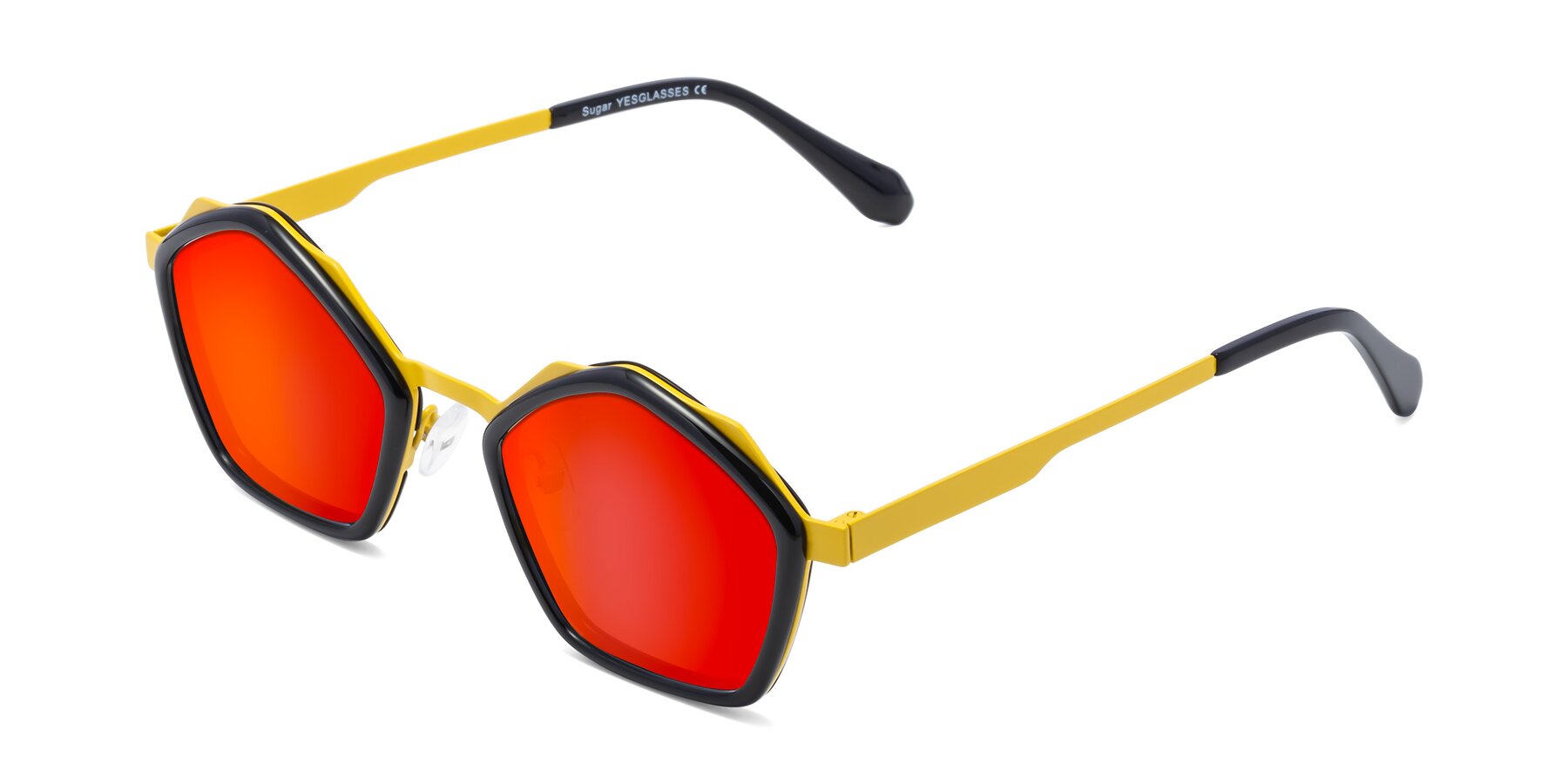 Angle of Sugar in Black-Yellow with Red Gold Mirrored Lenses