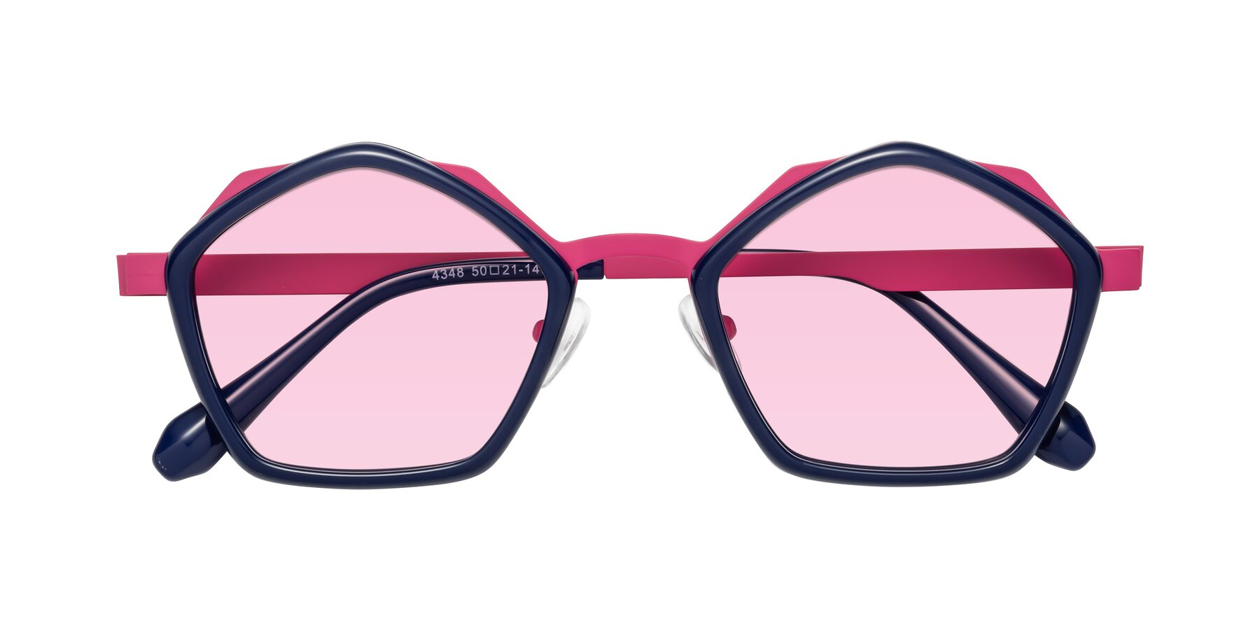 Folded Front of Sugar in Deep Blue-Magenta with Light Pink Tinted Lenses