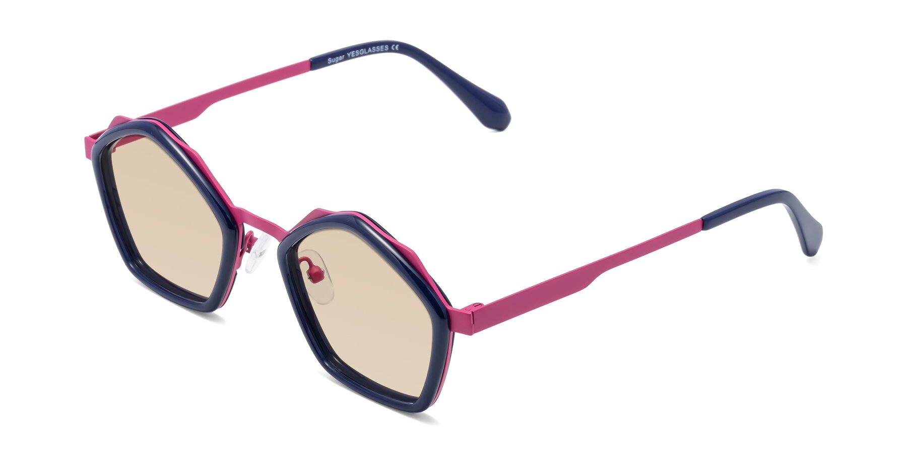 Angle of Sugar in Deep Blue-Magenta with Light Brown Tinted Lenses