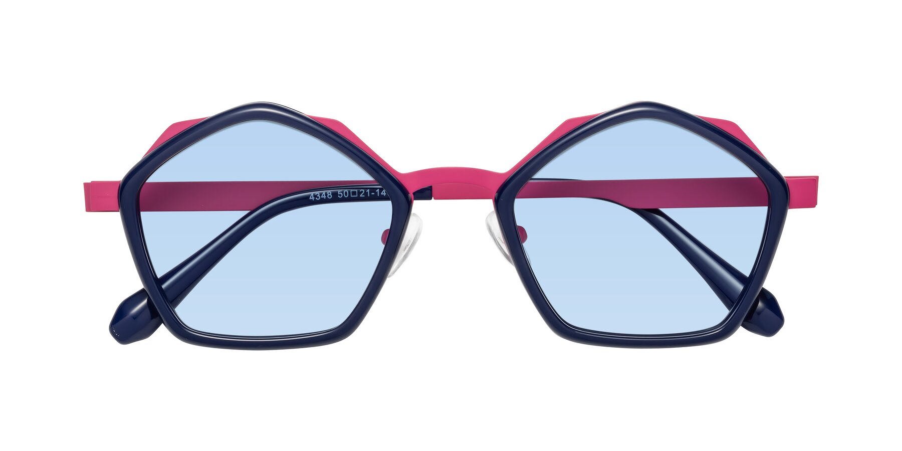 Folded Front of Sugar in Deep Blue-Magenta with Light Blue Tinted Lenses