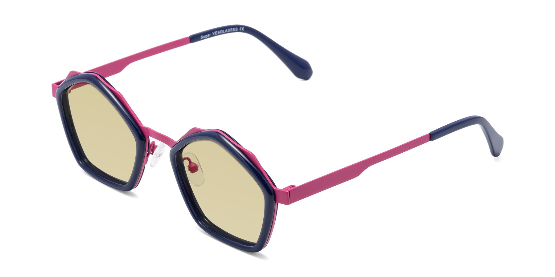 Angle of Sugar in Deep Blue-Magenta with Light Champagne Tinted Lenses