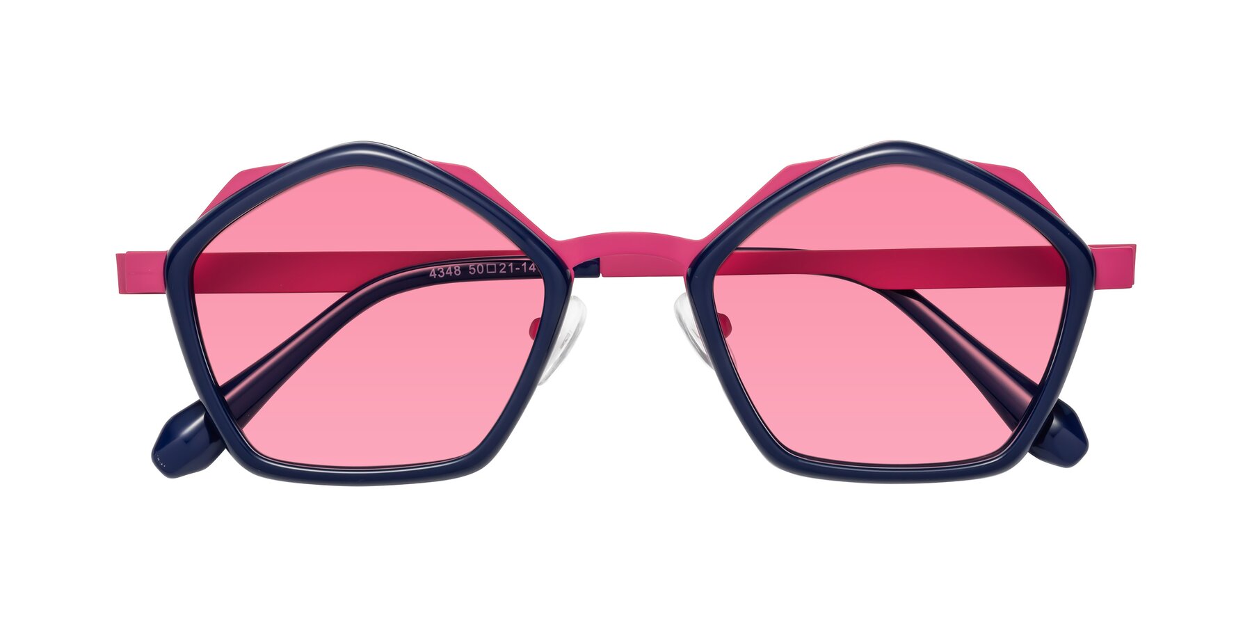 Folded Front of Sugar in Deep Blue-Magenta with Pink Tinted Lenses