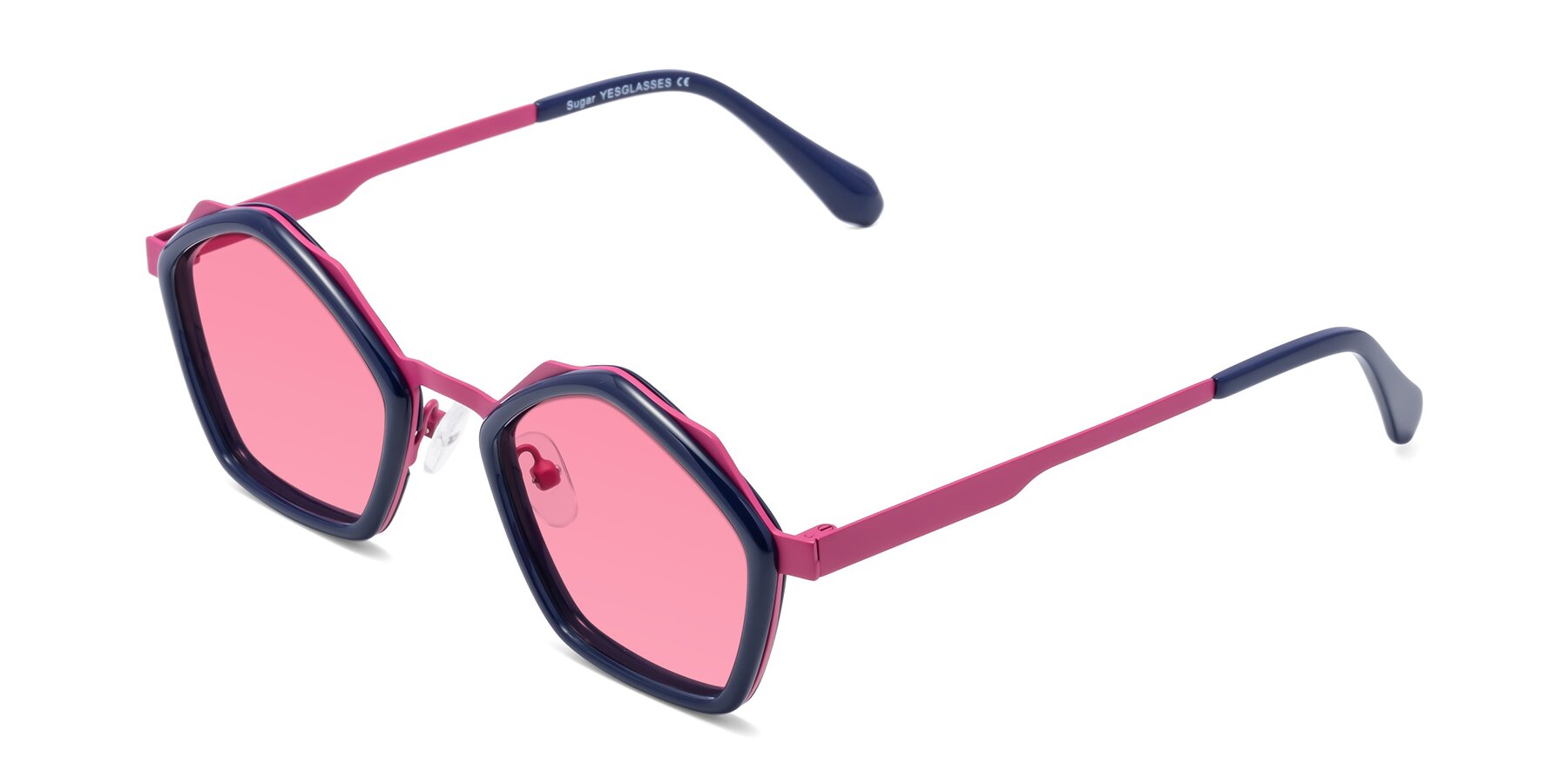 Angle of Sugar in Deep Blue-Magenta with Pink Tinted Lenses