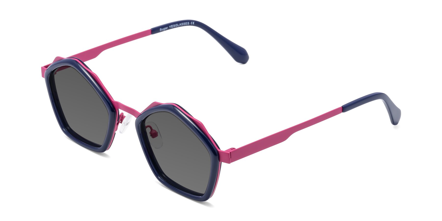 Angle of Sugar in Deep Blue-Magenta with Medium Gray Tinted Lenses