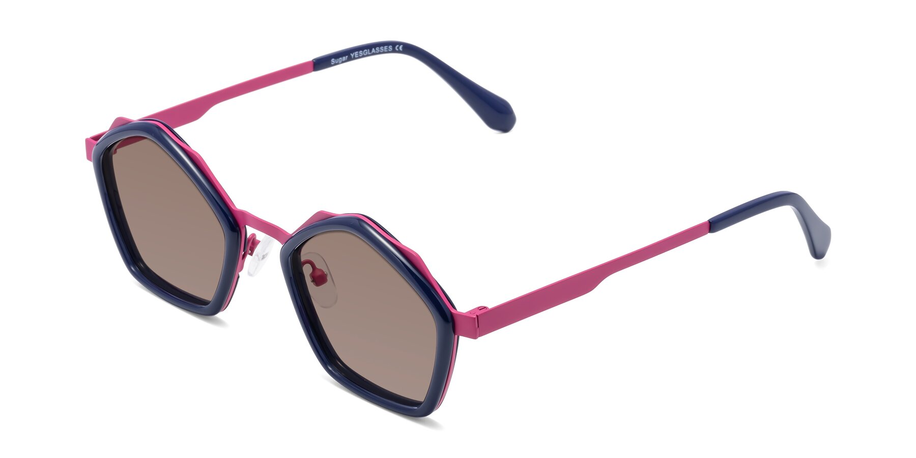 Angle of Sugar in Deep Blue-Magenta with Medium Brown Tinted Lenses