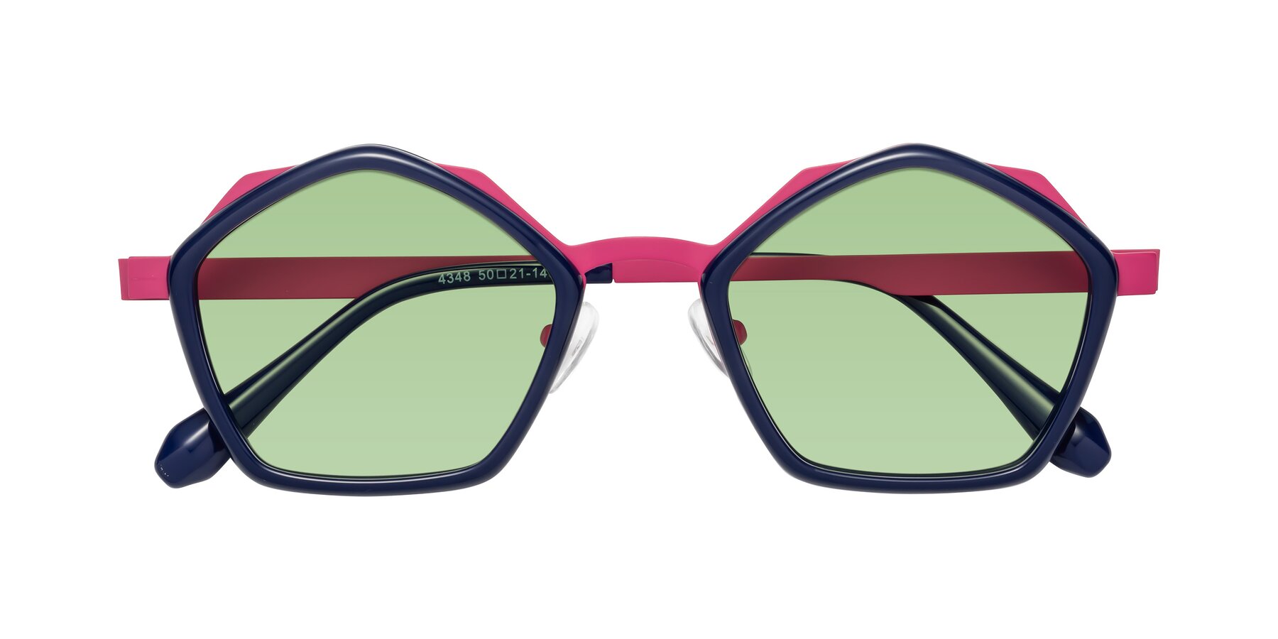 Folded Front of Sugar in Deep Blue-Magenta with Medium Green Tinted Lenses