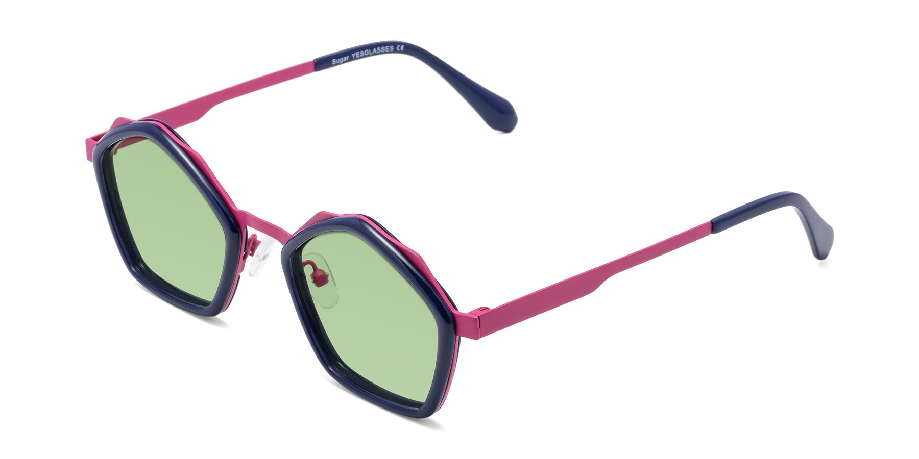 Angle of Sugar in Deep Blue-Magenta with Medium Green Tinted Lenses