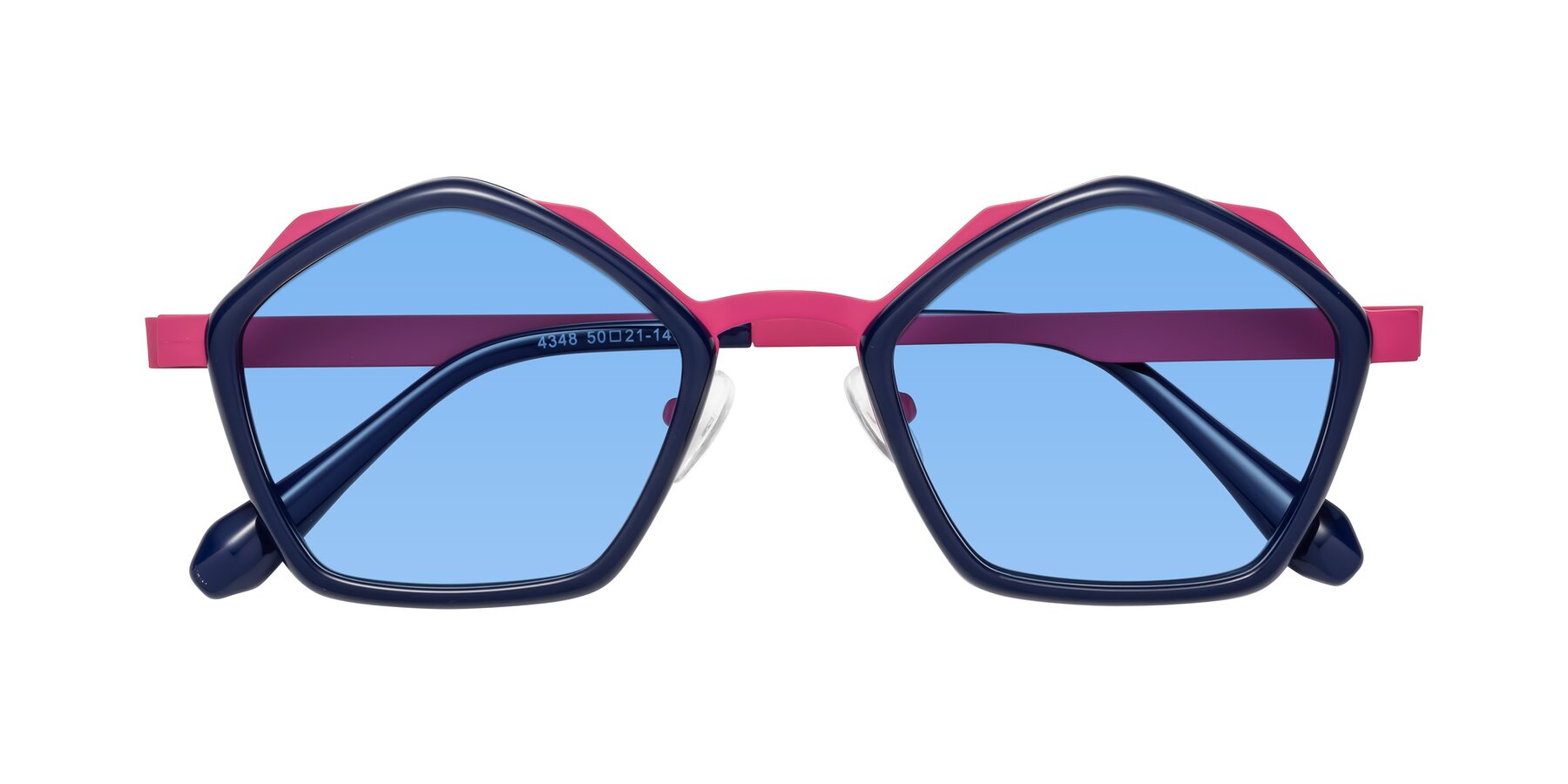 Folded Front of Sugar in Deep Blue-Magenta with Medium Blue Tinted Lenses