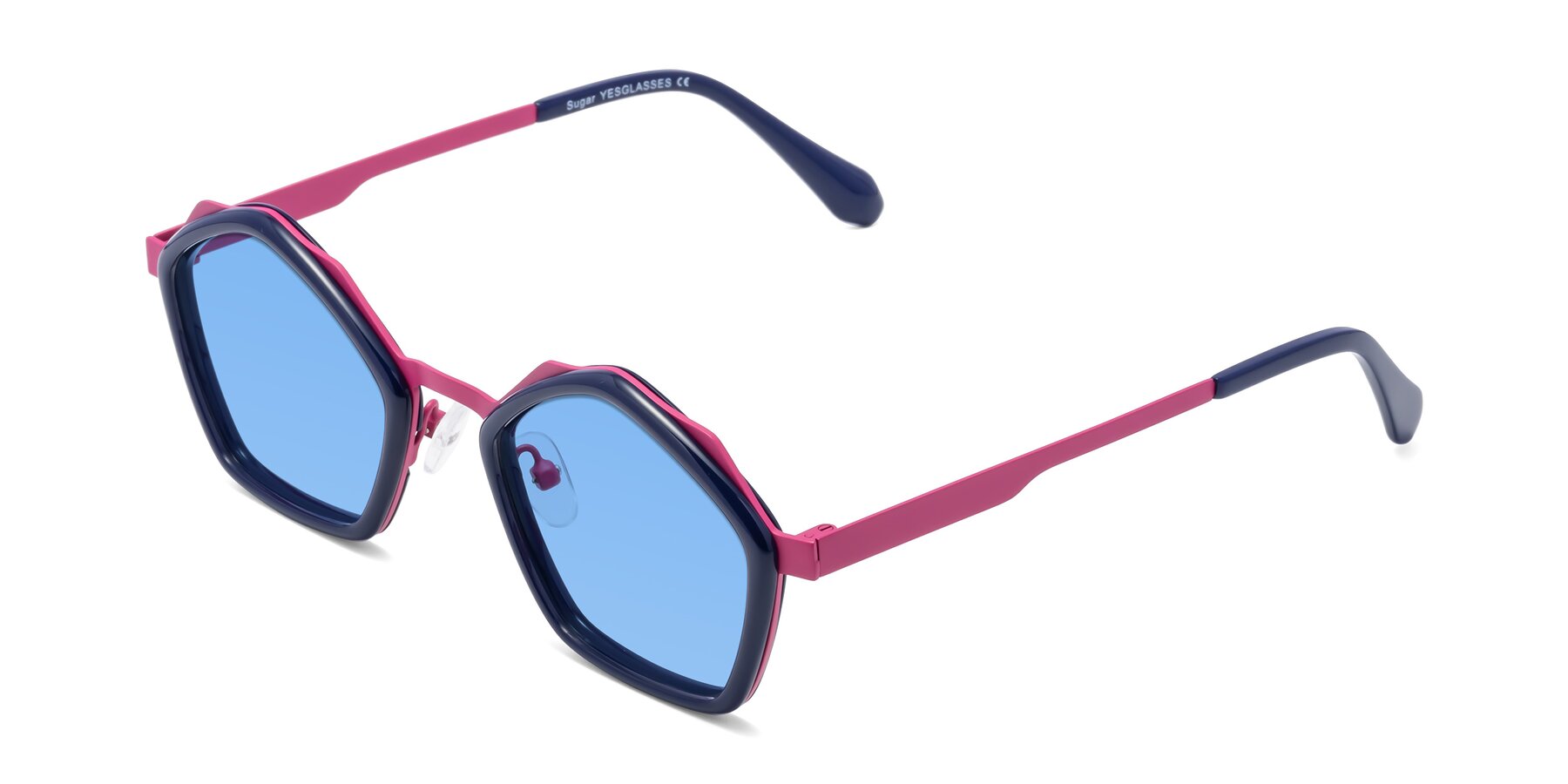 Angle of Sugar in Deep Blue-Magenta with Medium Blue Tinted Lenses