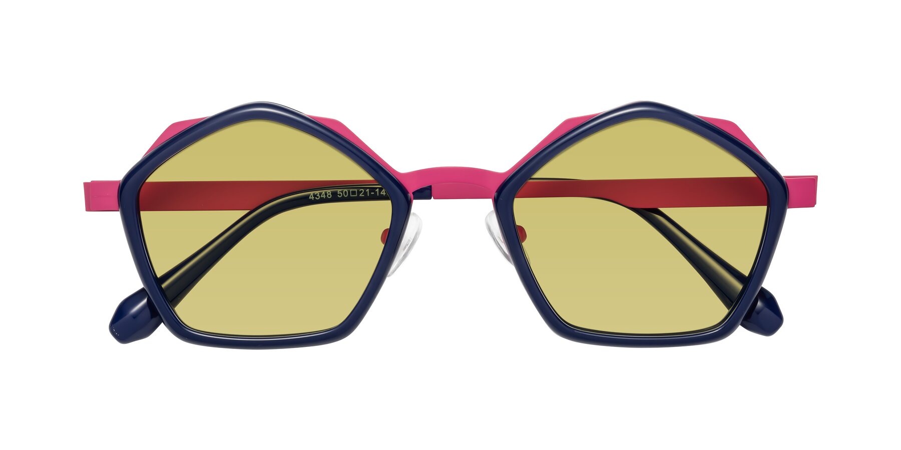 Folded Front of Sugar in Deep Blue-Magenta with Medium Champagne Tinted Lenses