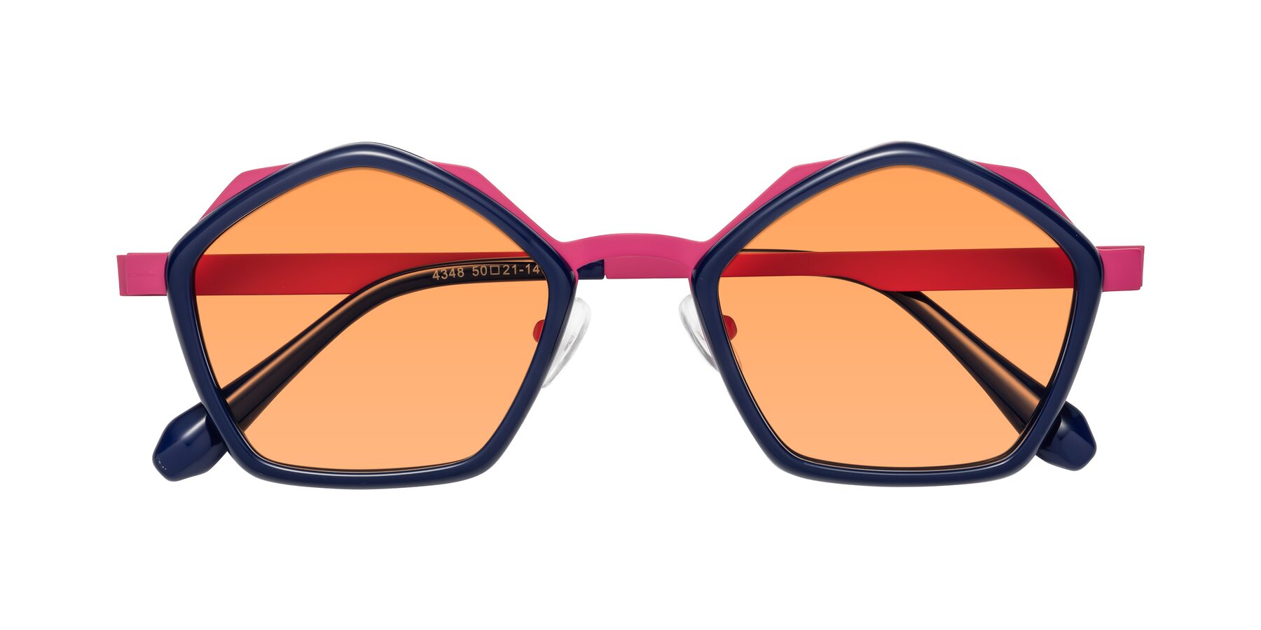 Folded Front of Sugar in Deep Blue-Magenta with Medium Orange Tinted Lenses