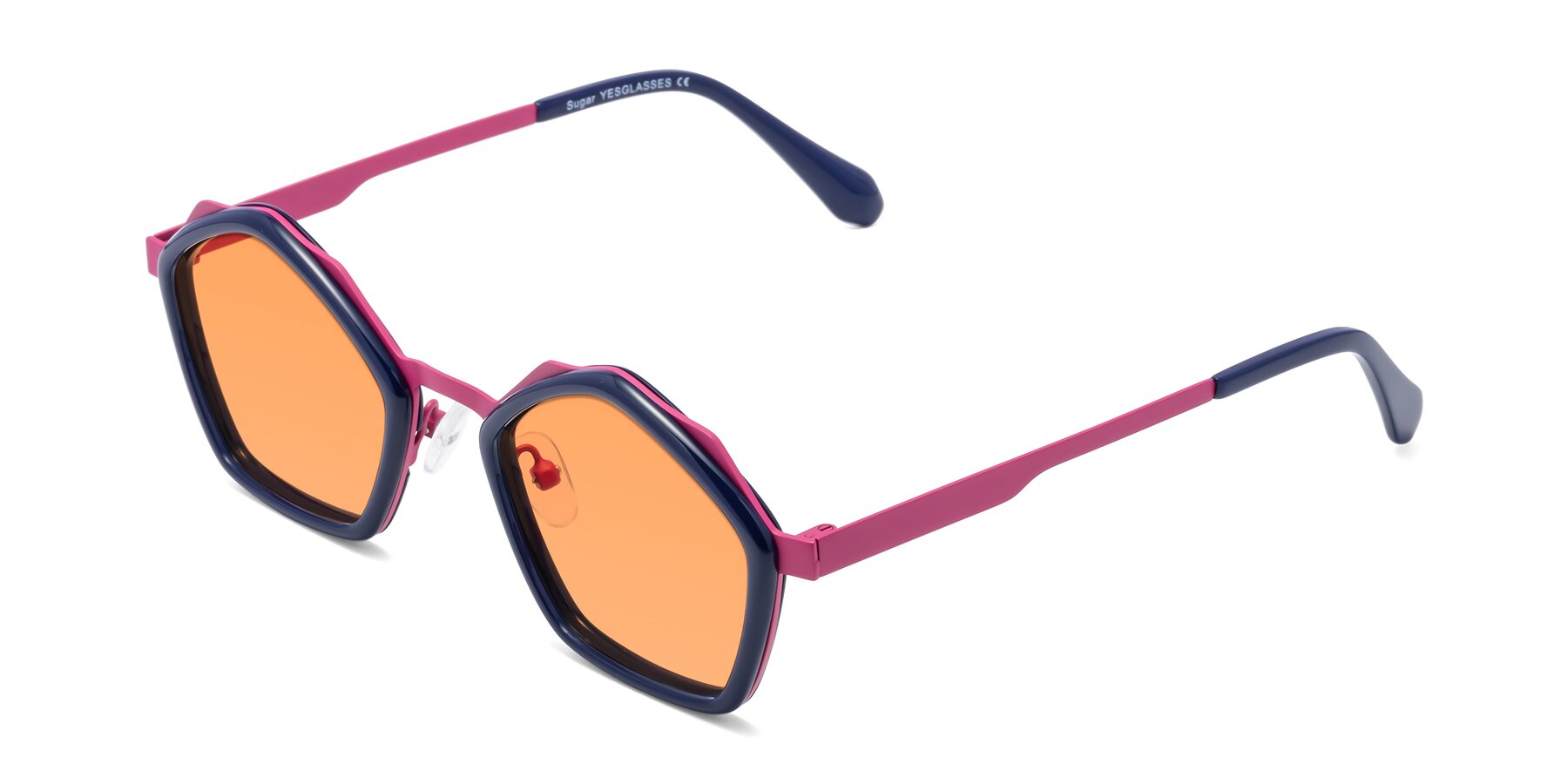 Angle of Sugar in Deep Blue-Magenta with Medium Orange Tinted Lenses