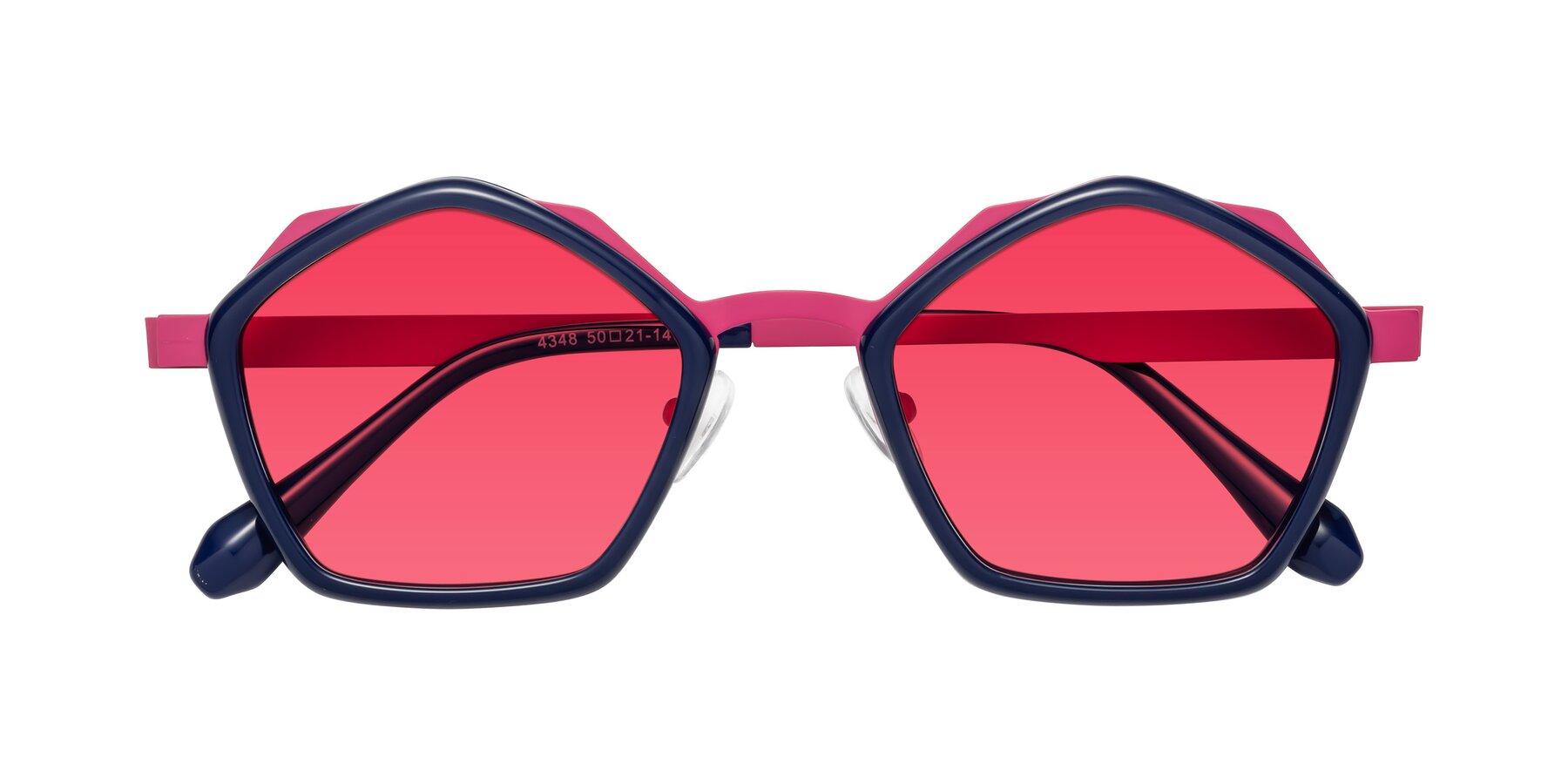 Folded Front of Sugar in Deep Blue-Magenta with Red Tinted Lenses