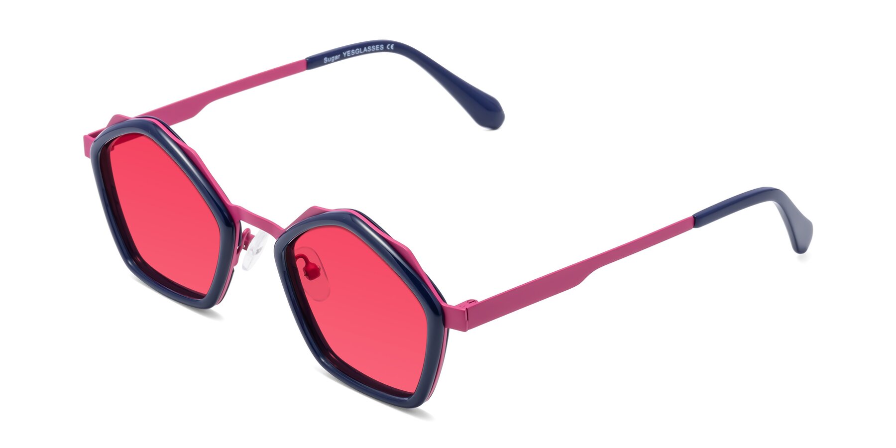 Angle of Sugar in Deep Blue-Magenta with Red Tinted Lenses