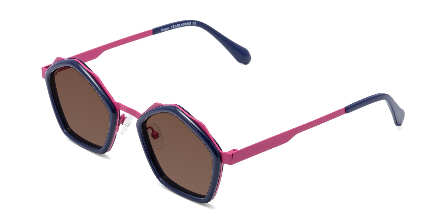 Angle of Sugar in Deep Blue-Magenta with Brown Tinted Lenses