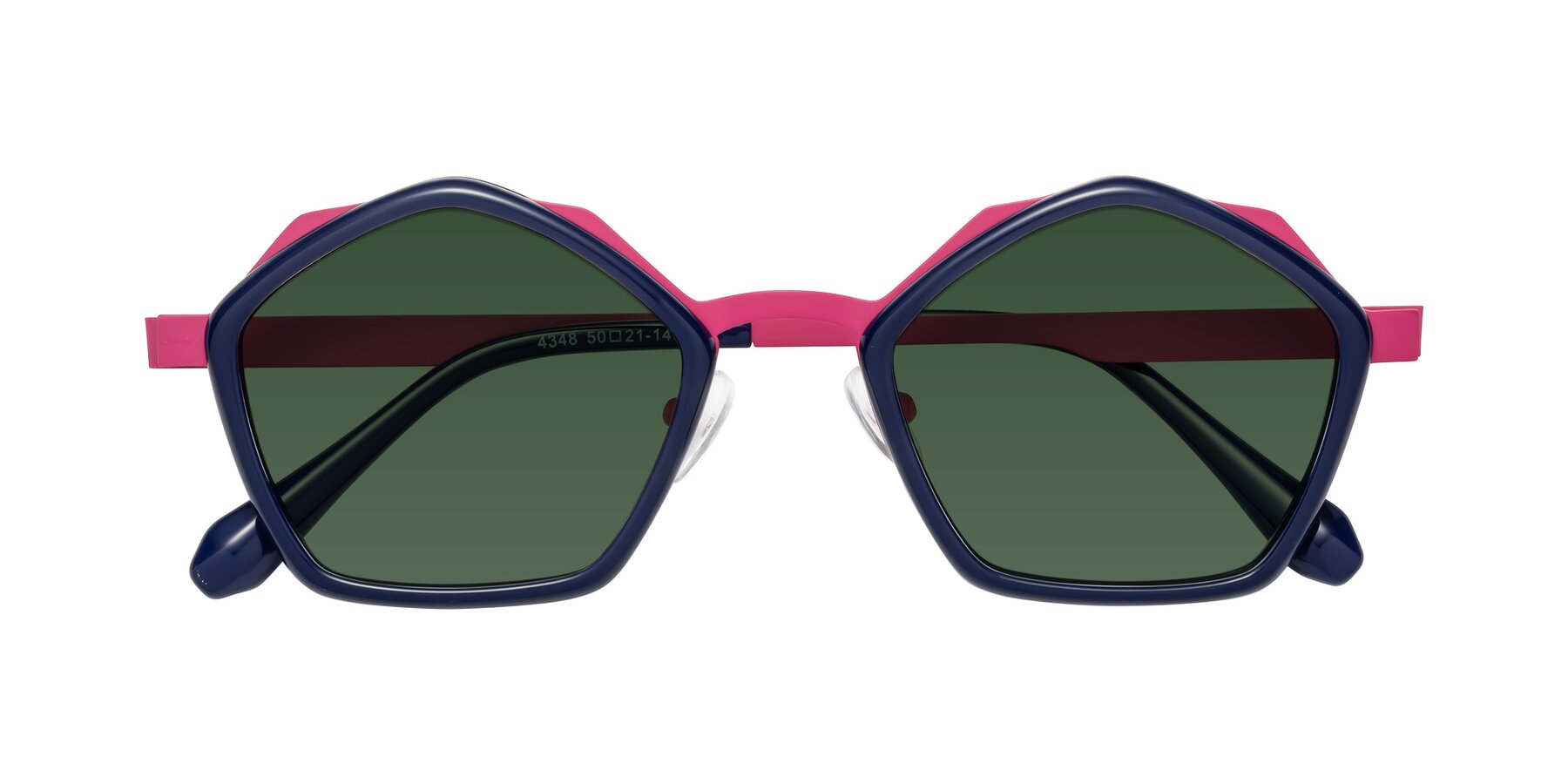 Folded Front of Sugar in Deep Blue-Magenta with Green Tinted Lenses