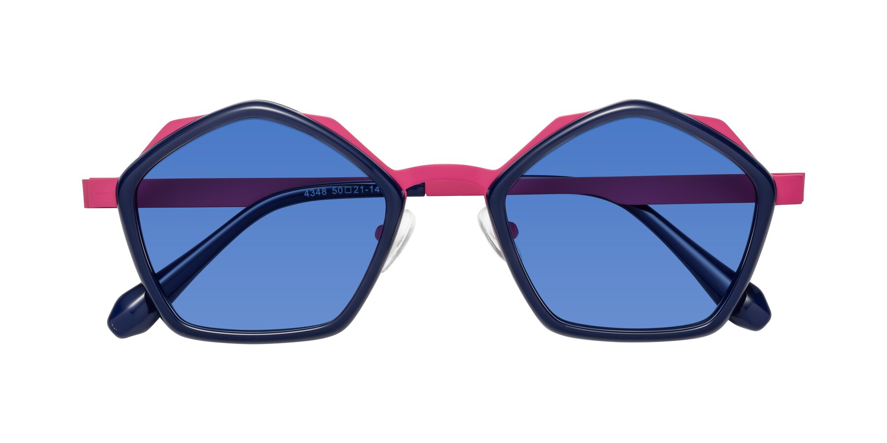 Folded Front of Sugar in Deep Blue-Magenta with Blue Tinted Lenses