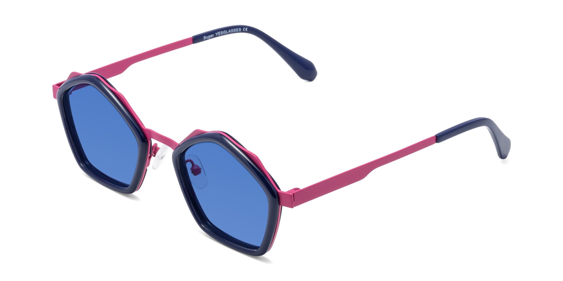 Angle of Sugar in Deep Blue-Magenta with Blue Tinted Lenses