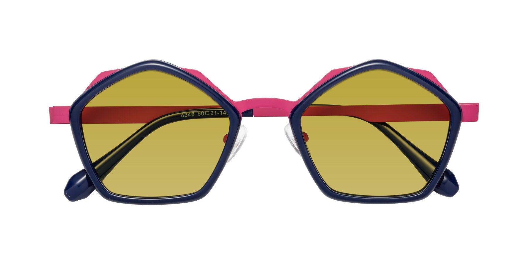 Folded Front of Sugar in Deep Blue-Magenta with Champagne Tinted Lenses