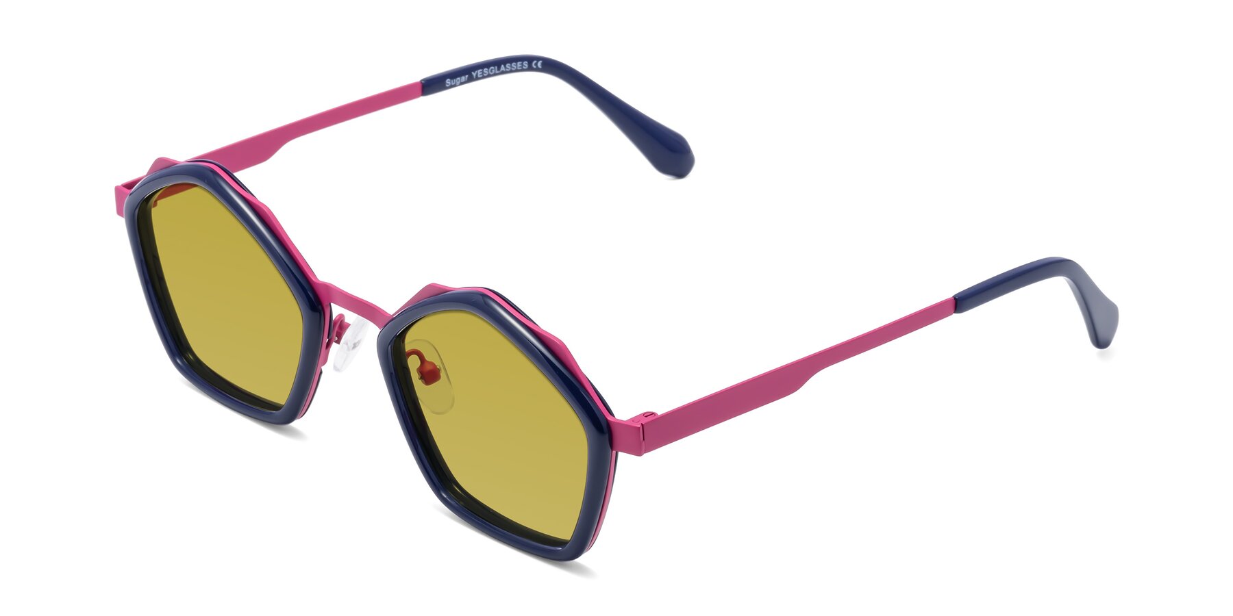 Angle of Sugar in Deep Blue-Magenta with Champagne Tinted Lenses