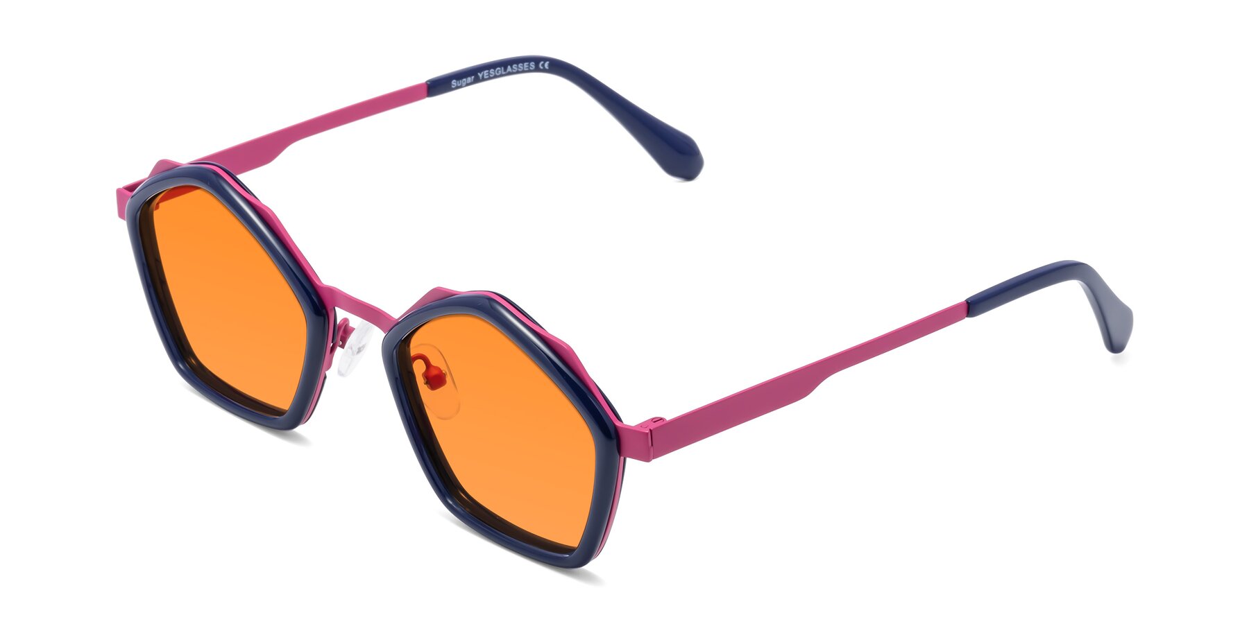 Angle of Sugar in Deep Blue-Magenta with Orange Tinted Lenses