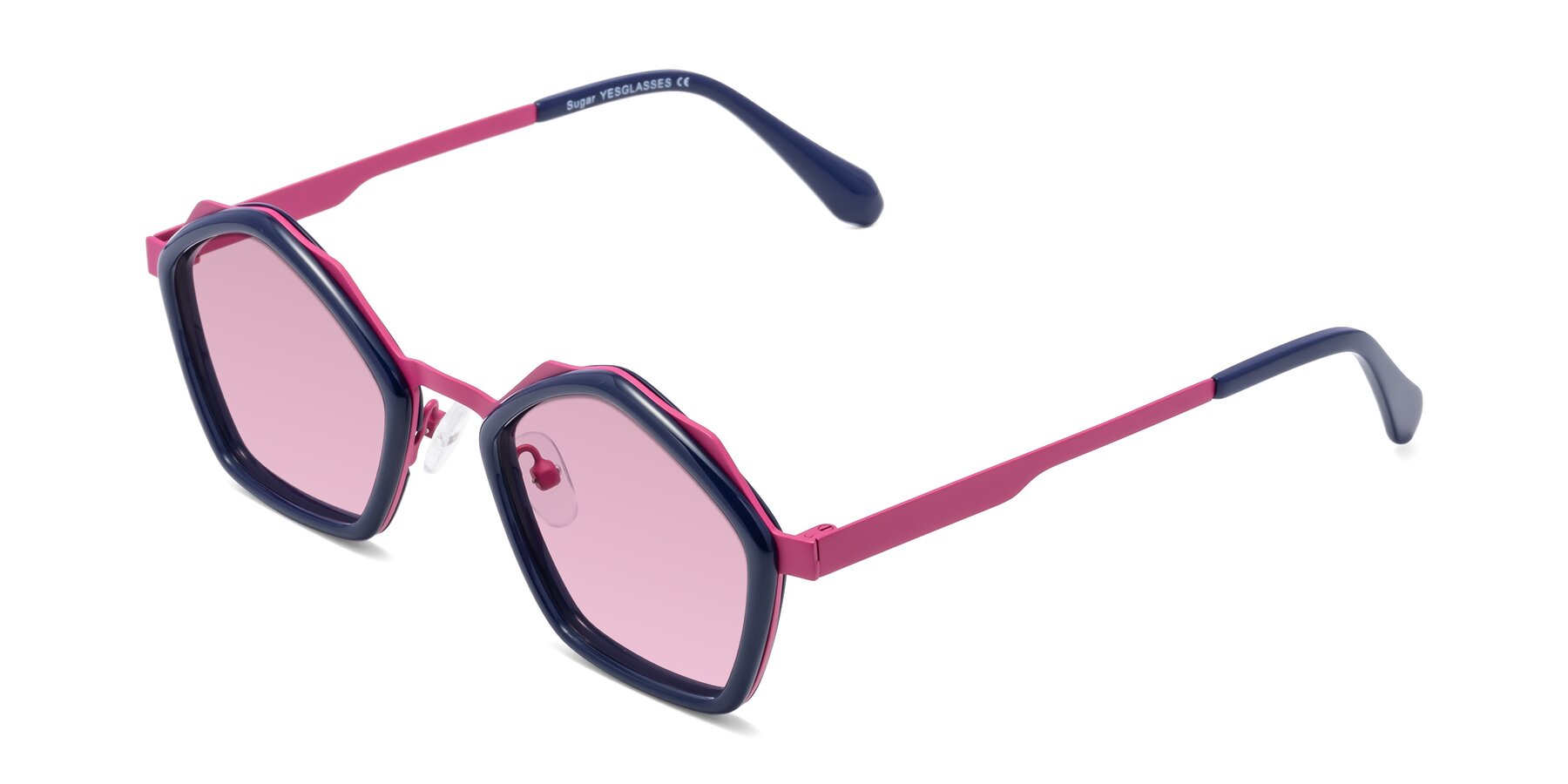 Angle of Sugar in Deep Blue-Magenta with Light Wine Tinted Lenses