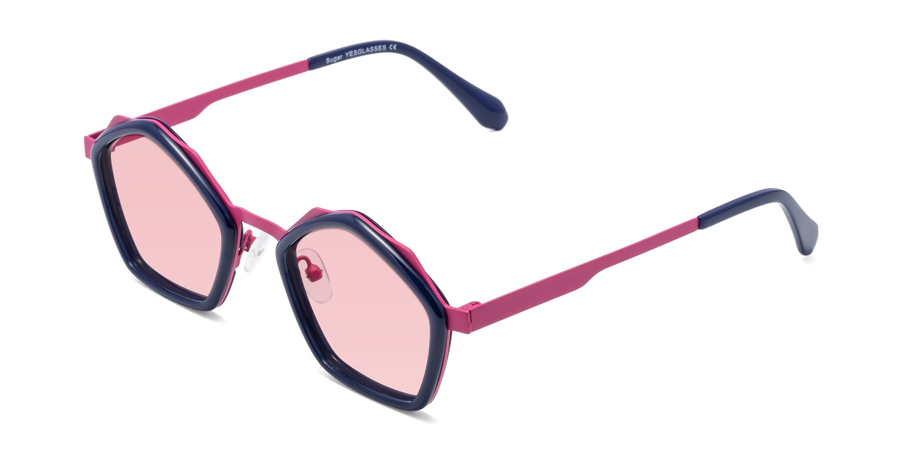 Angle of Sugar in Deep Blue-Magenta with Light Garnet Tinted Lenses