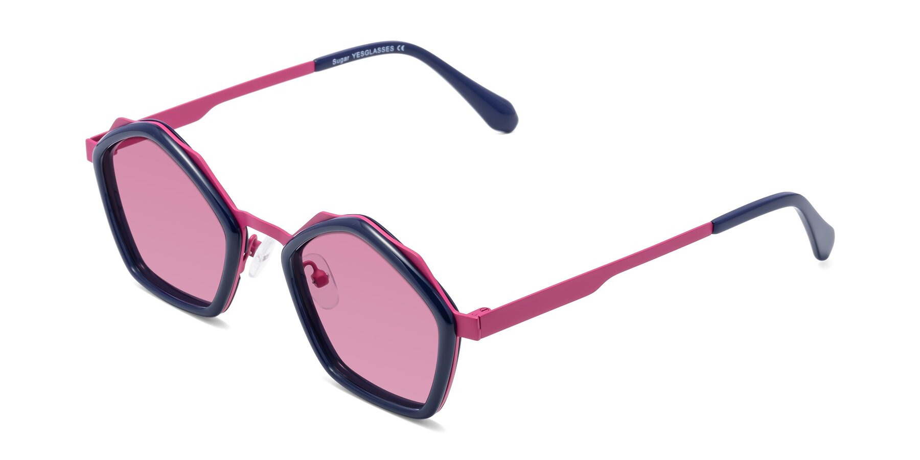 Angle of Sugar in Deep Blue-Magenta with Medium Wine Tinted Lenses