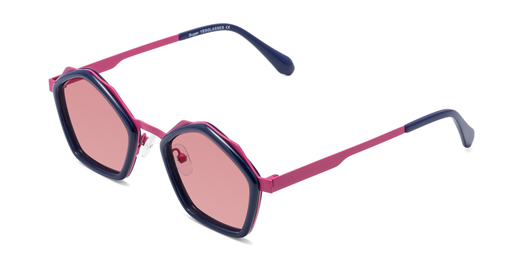 Angle of Sugar in Deep Blue-Magenta with Medium Garnet Tinted Lenses