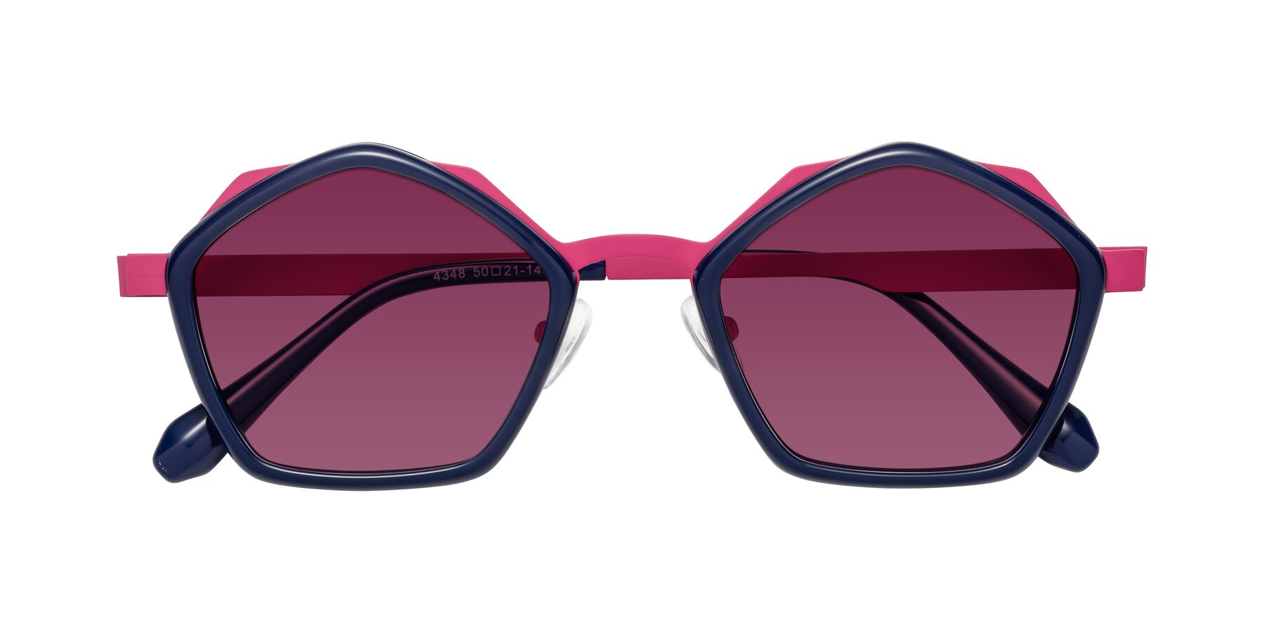 Folded Front of Sugar in Deep Blue-Magenta with Wine Tinted Lenses