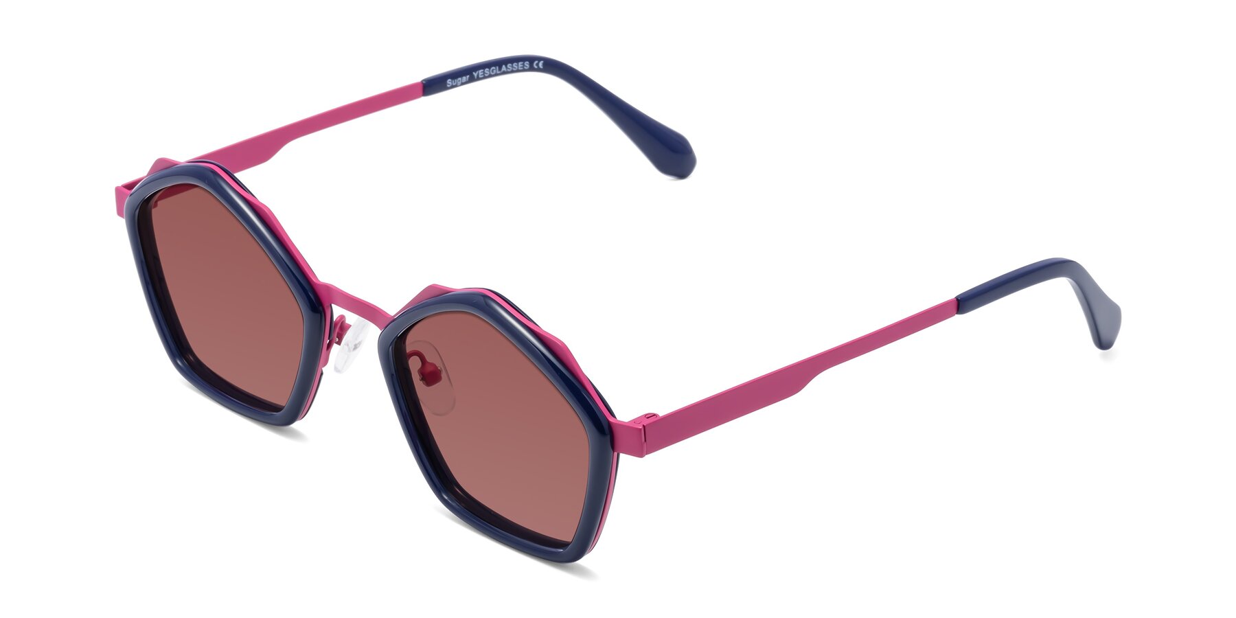 Angle of Sugar in Deep Blue-Magenta with Garnet Tinted Lenses