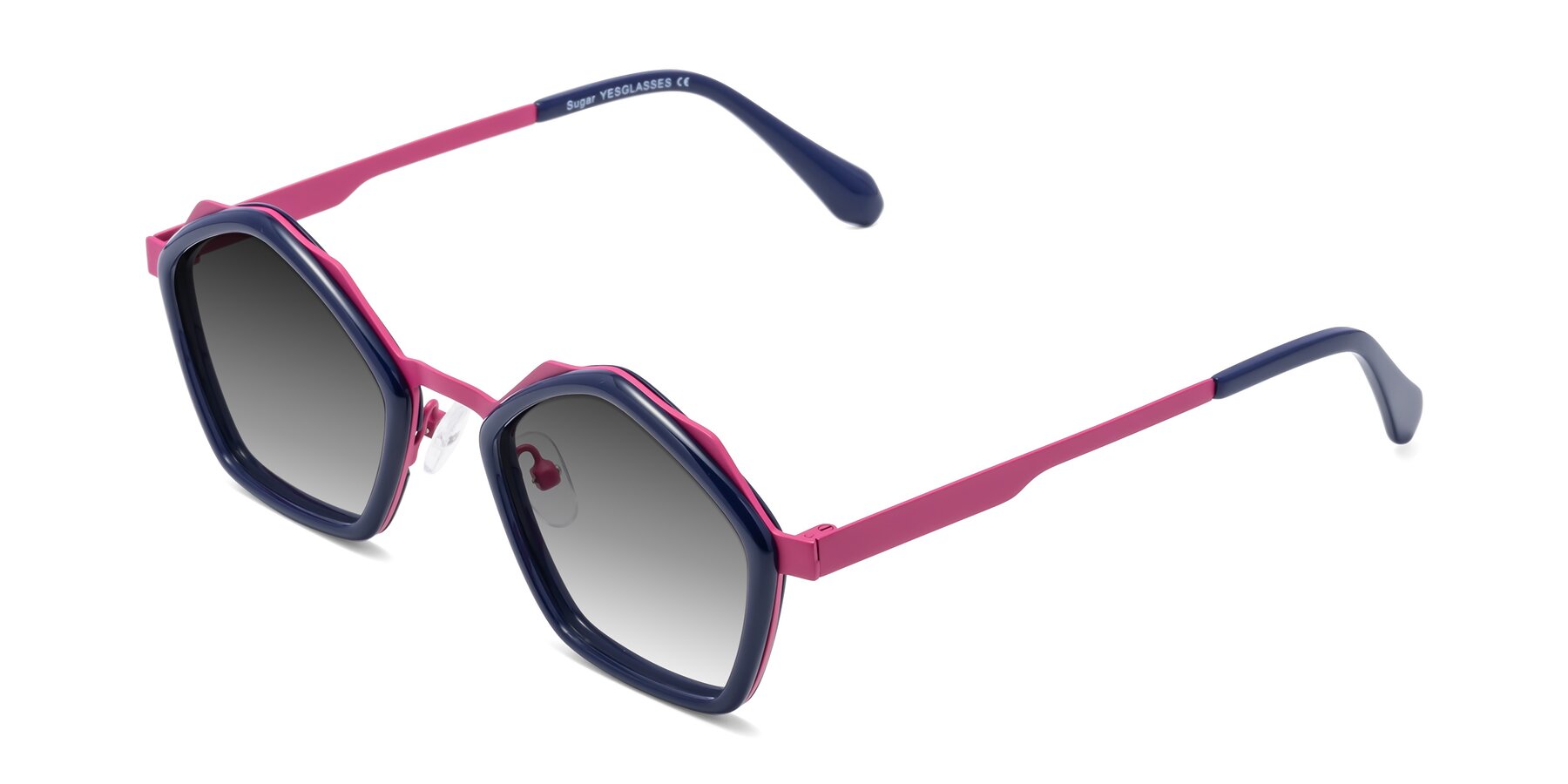 Angle of Sugar in Deep Blue-Magenta with Gray Gradient Lenses