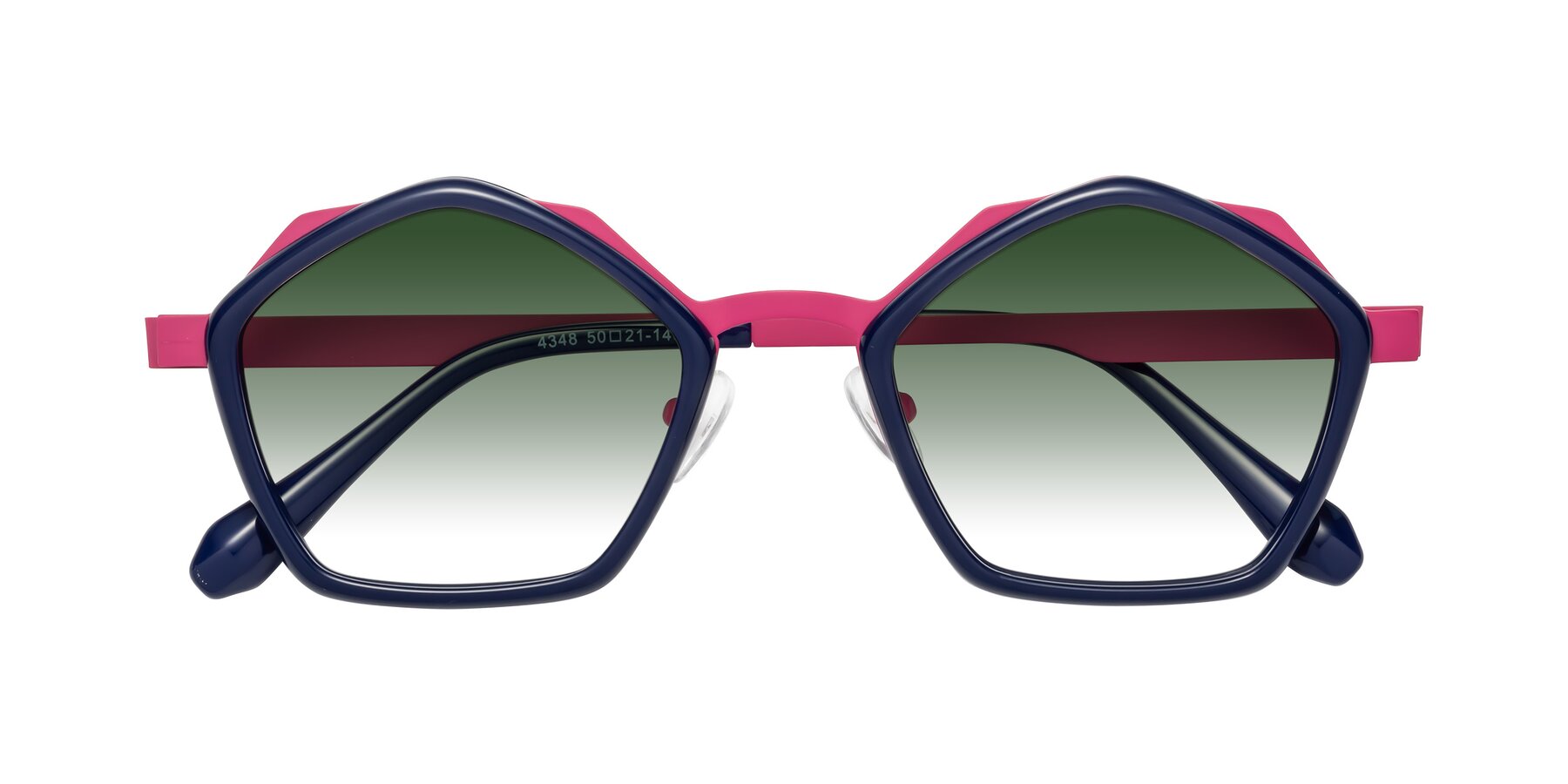 Folded Front of Sugar in Deep Blue-Magenta with Green Gradient Lenses