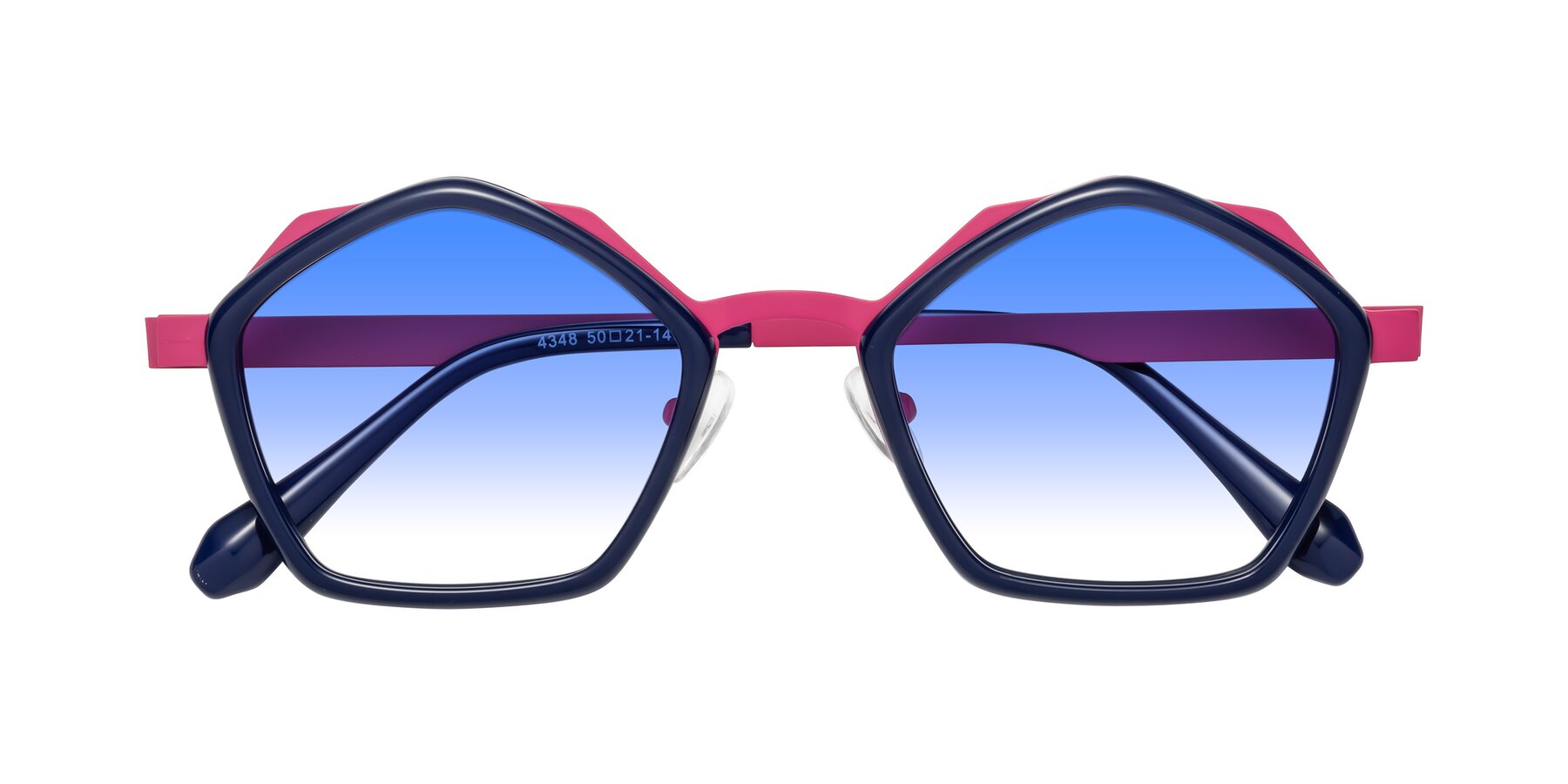 Folded Front of Sugar in Deep Blue-Magenta with Blue Gradient Lenses