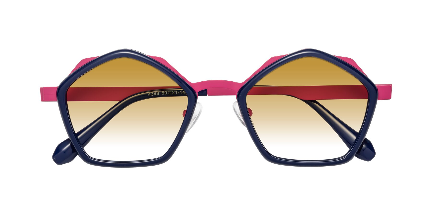 Folded Front of Sugar in Deep Blue-Magenta with Champagne Gradient Lenses