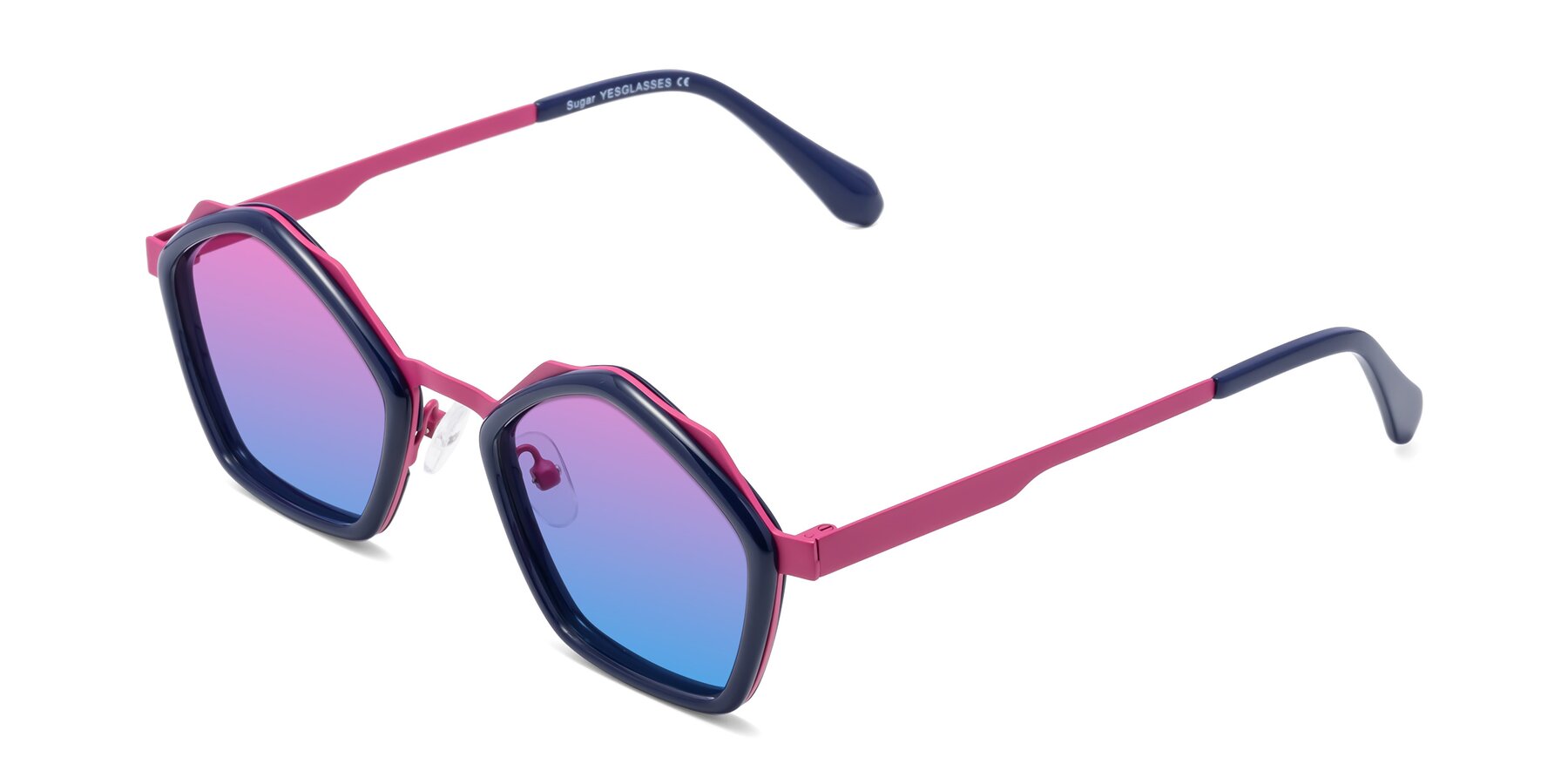 Angle of Sugar in Deep Blue-Magenta with Pink / Blue Gradient Lenses