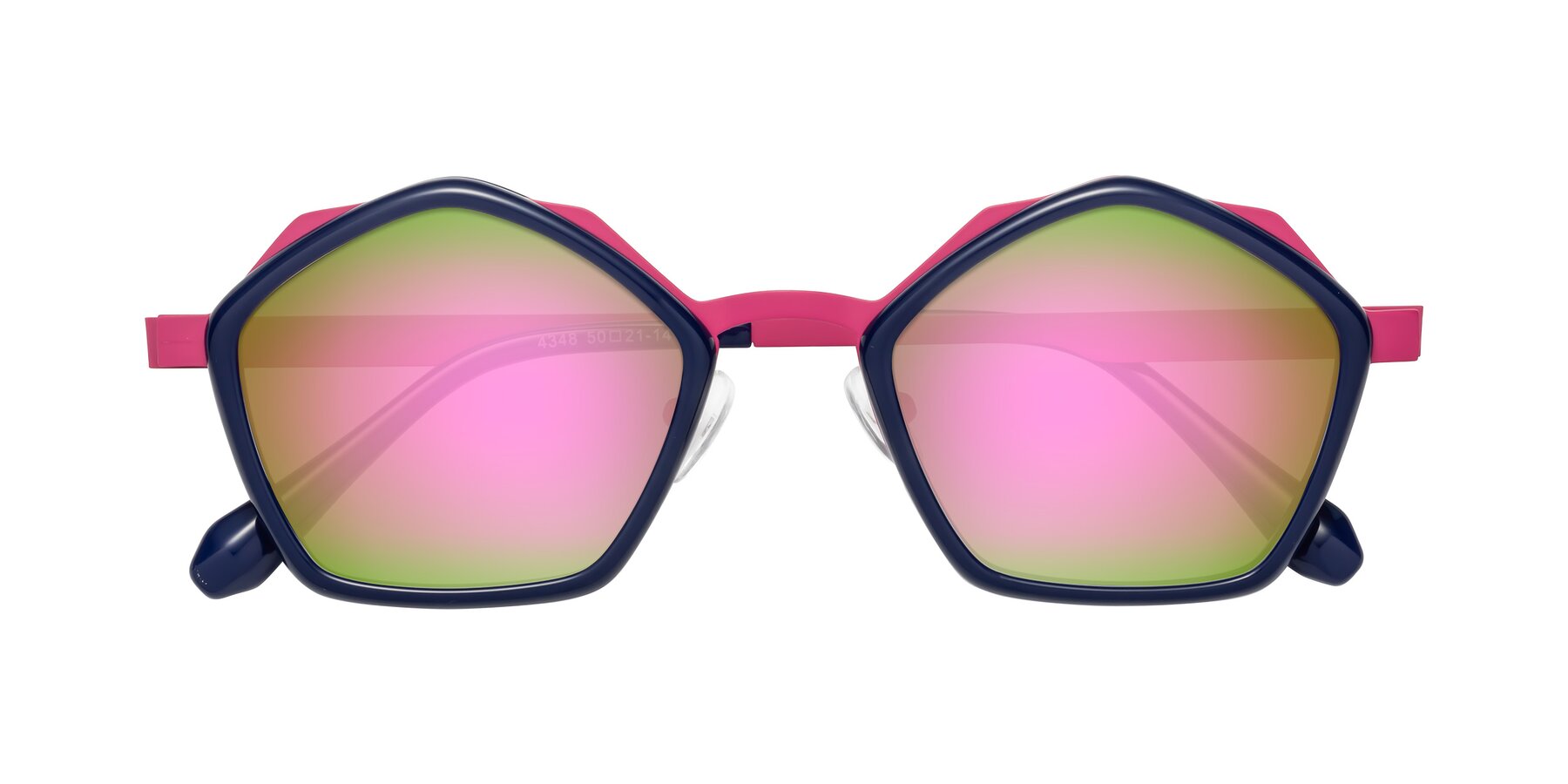 Folded Front of Sugar in Deep Blue-Magenta with Pink Mirrored Lenses