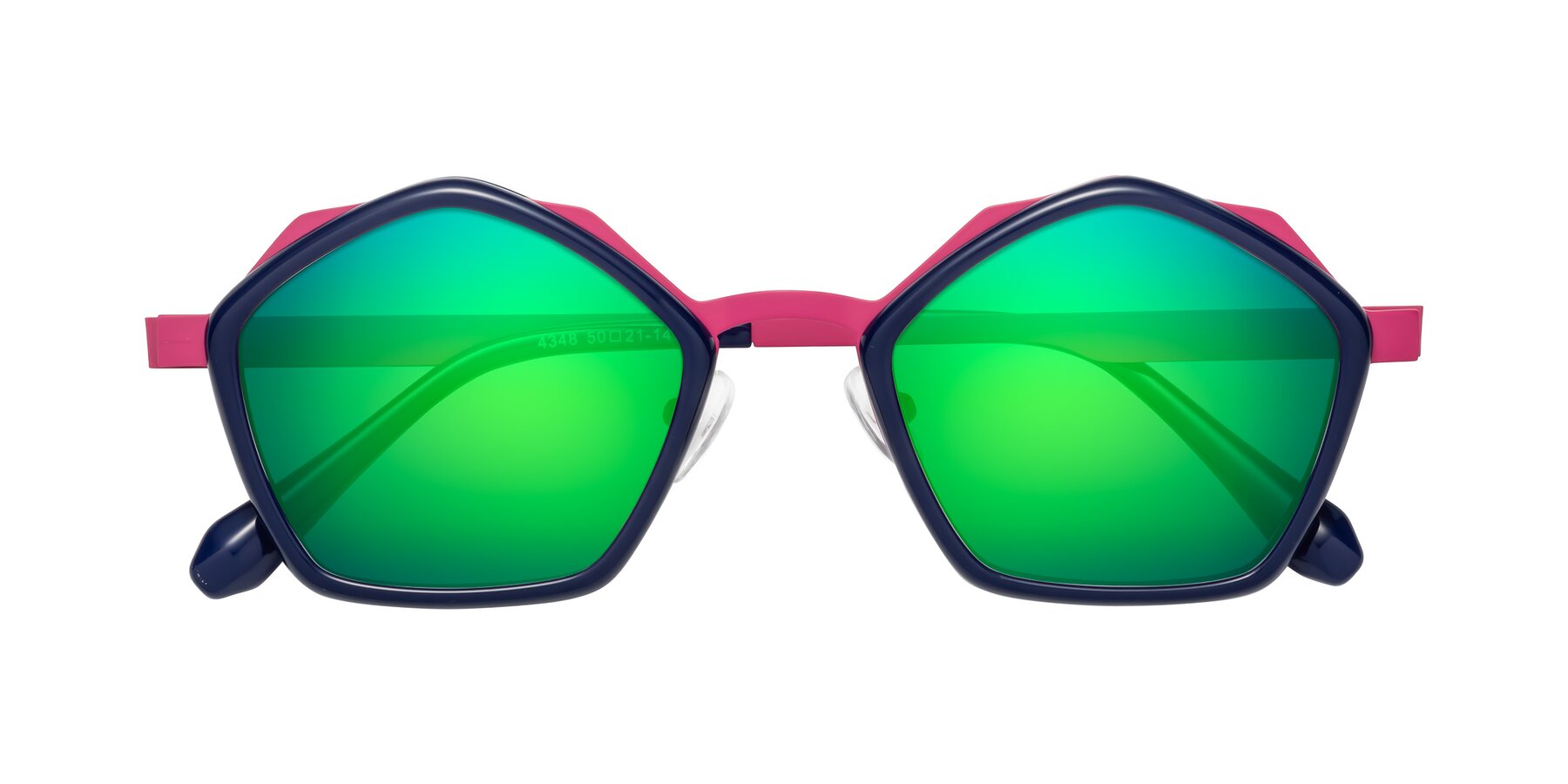 Folded Front of Sugar in Deep Blue-Magenta with Green Mirrored Lenses