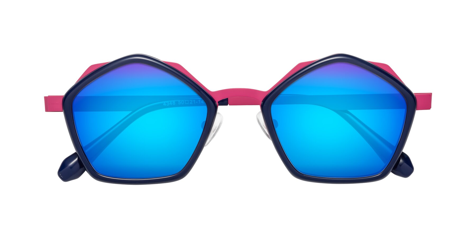 Folded Front of Sugar in Deep Blue-Magenta with Blue Mirrored Lenses