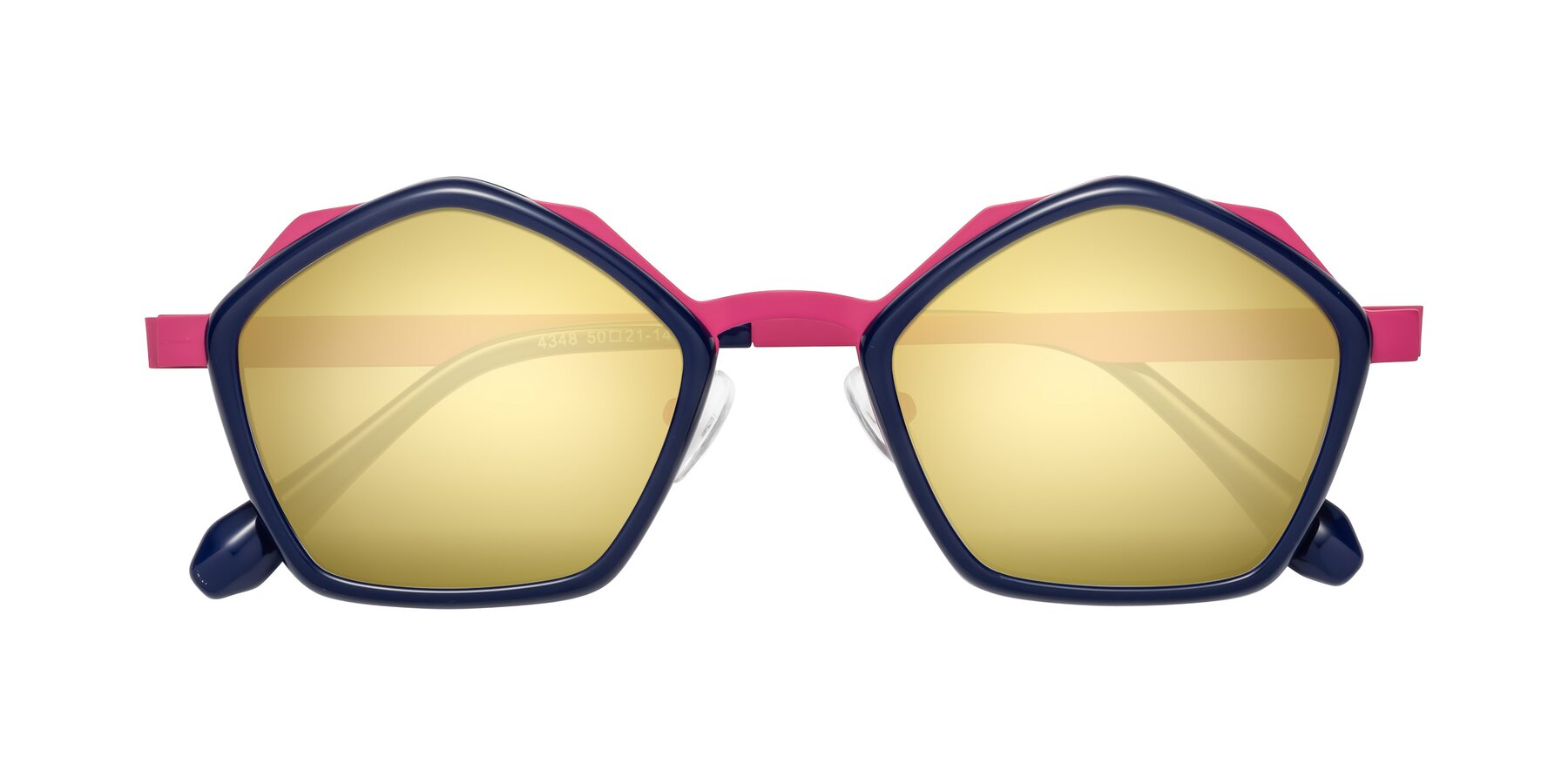 Folded Front of Sugar in Deep Blue-Magenta with Gold Mirrored Lenses