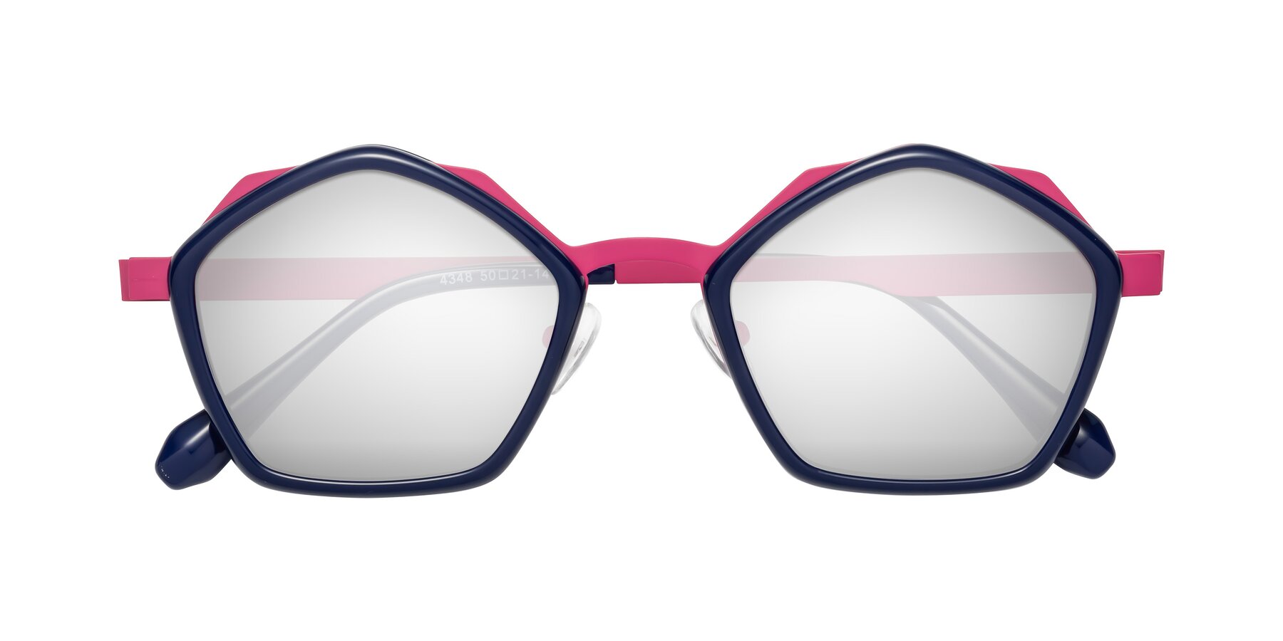 Folded Front of Sugar in Deep Blue-Magenta with Silver Mirrored Lenses