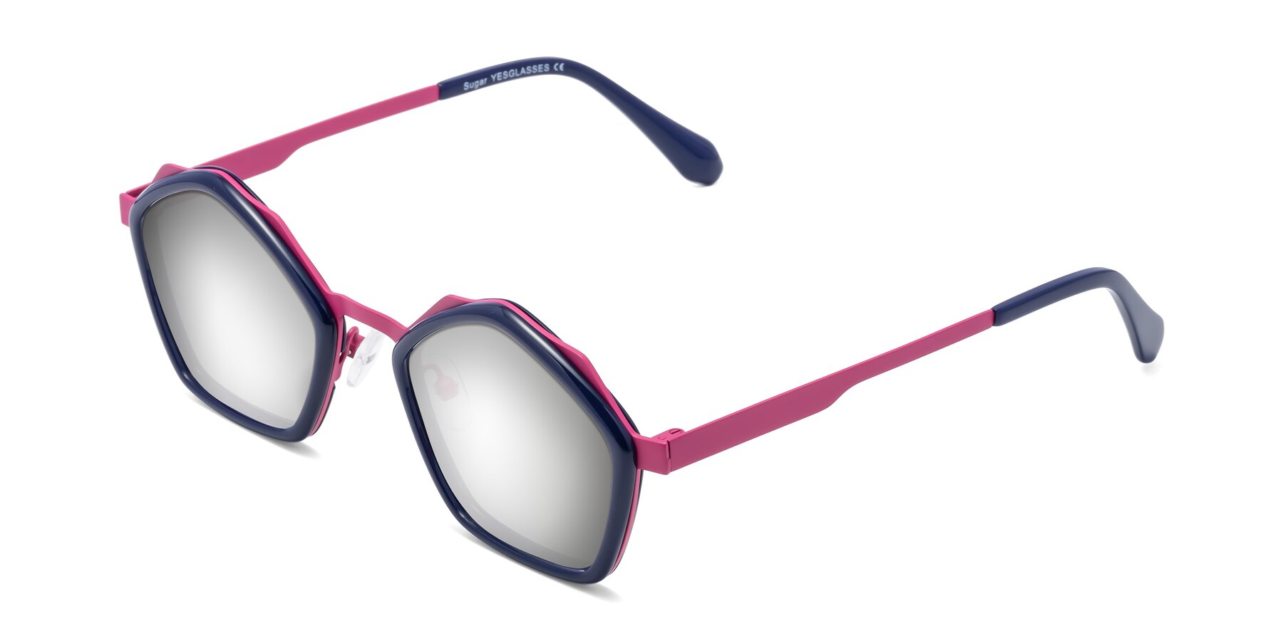 Angle of Sugar in Deep Blue-Magenta with Silver Mirrored Lenses