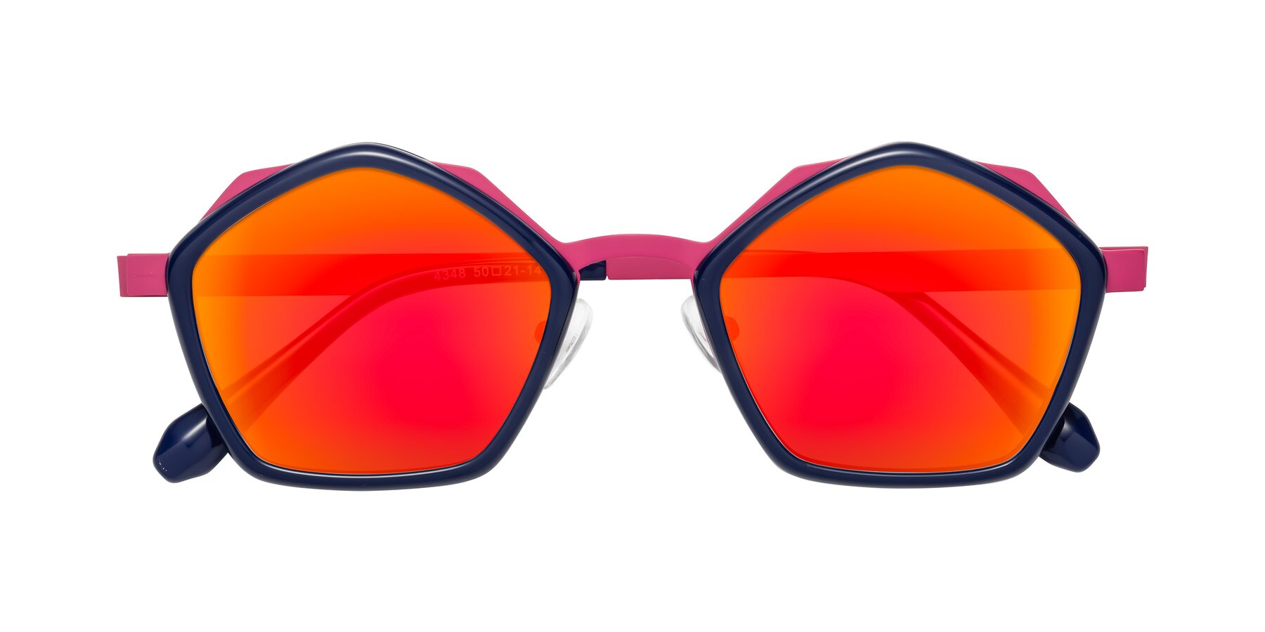 Folded Front of Sugar in Deep Blue-Magenta with Red Gold Mirrored Lenses