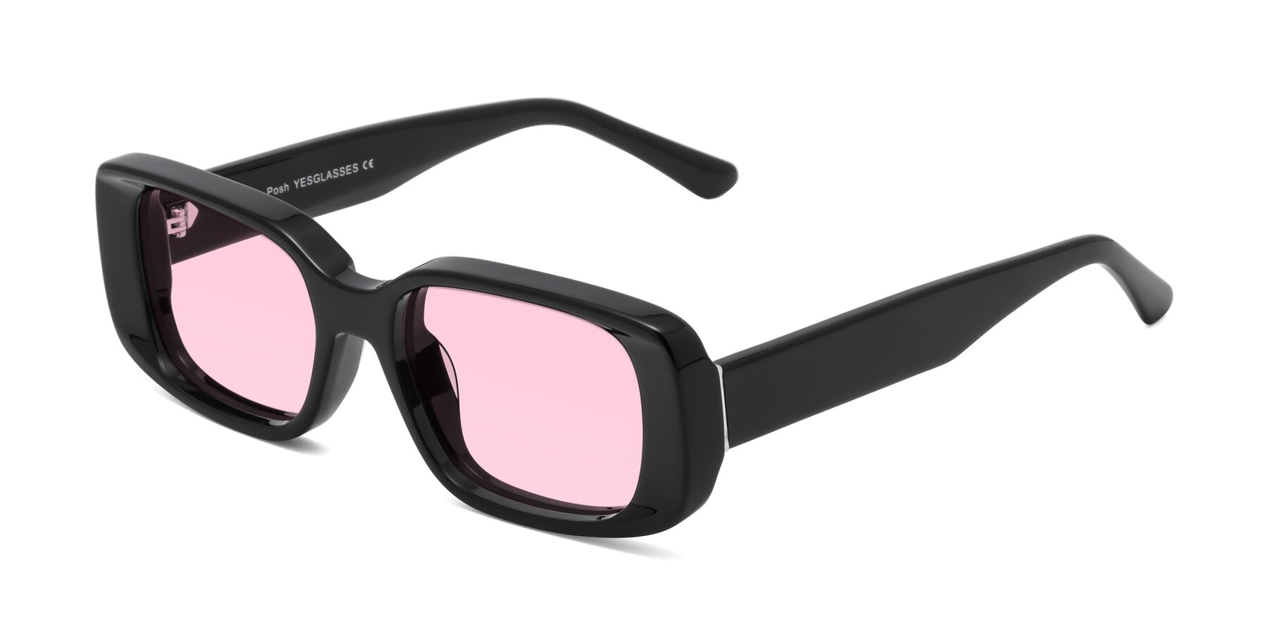 Angle of Posh in Black with Light Pink Tinted Lenses