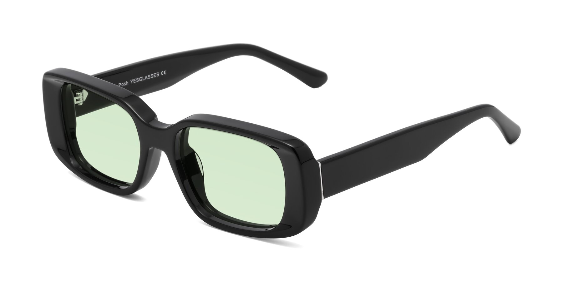 Angle of Posh in Black with Light Green Tinted Lenses