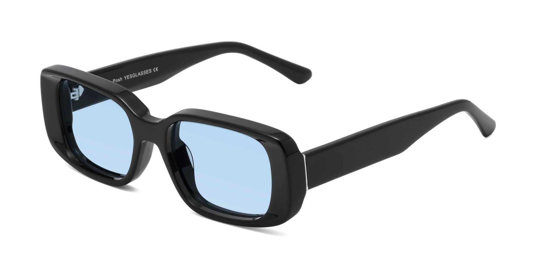 Angle of Posh in Black with Light Blue Tinted Lenses