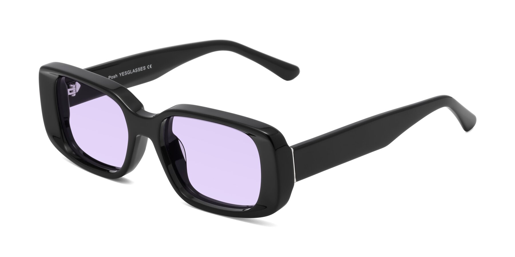 Angle of Posh in Black with Light Purple Tinted Lenses