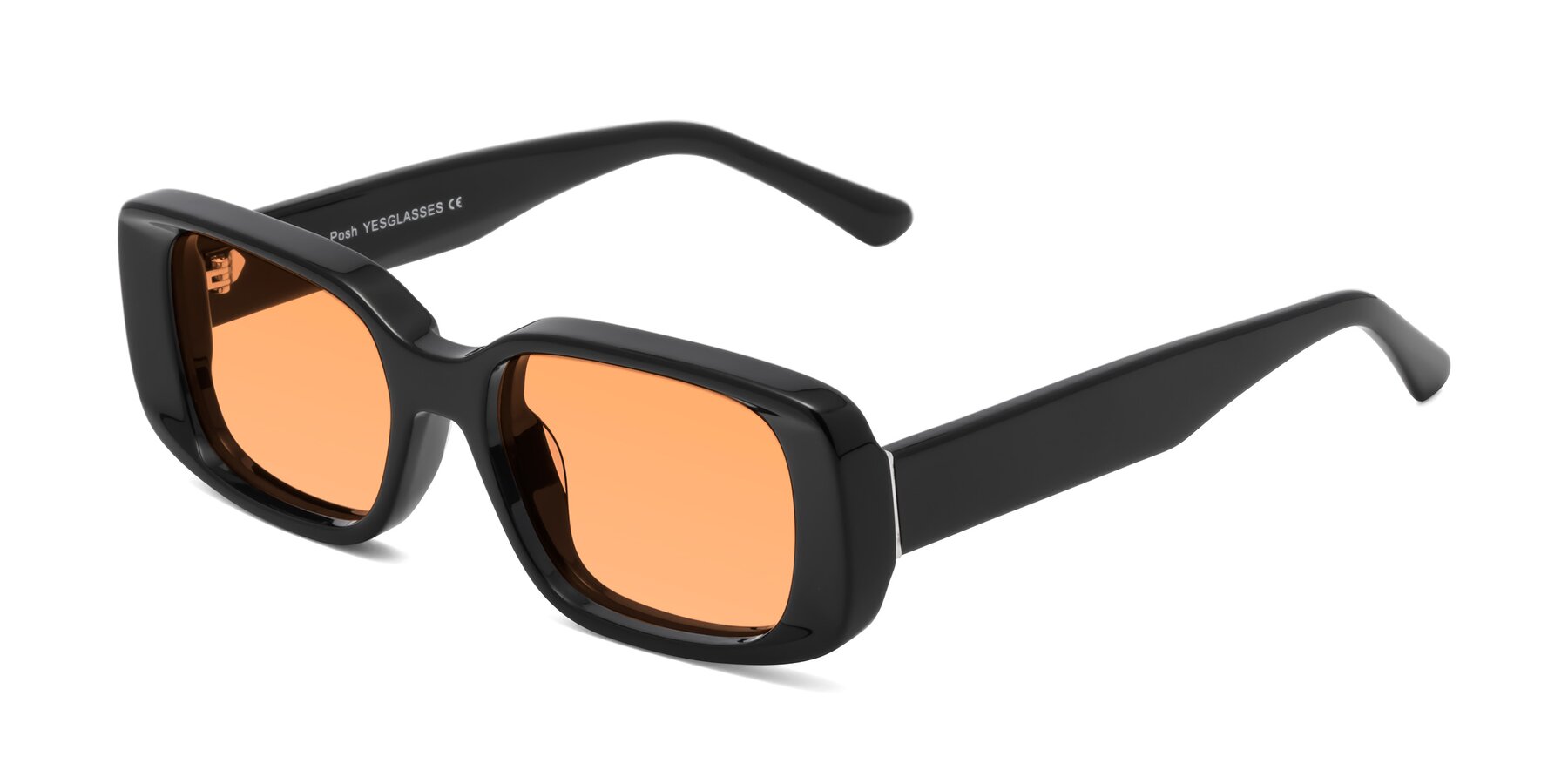 Angle of Posh in Black with Medium Orange Tinted Lenses