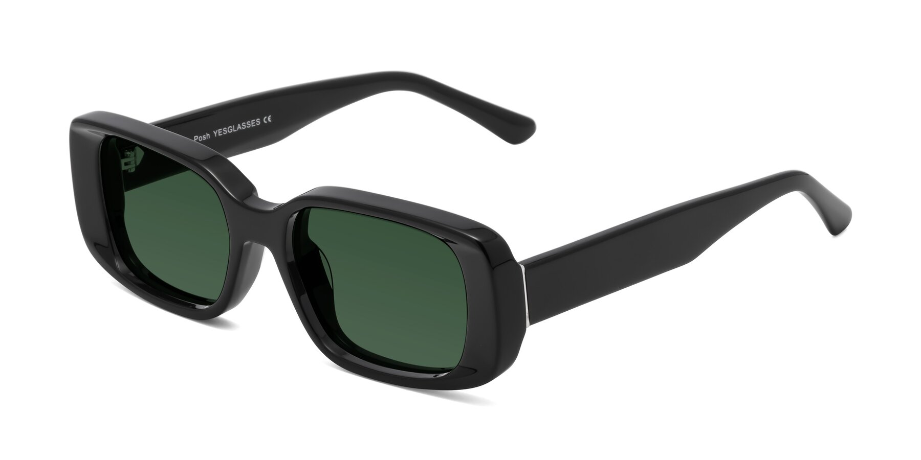 Angle of Posh in Black with Green Tinted Lenses