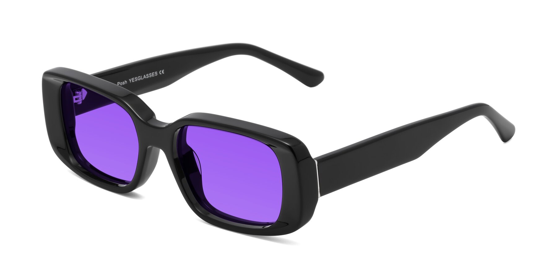Angle of Posh in Black with Purple Tinted Lenses